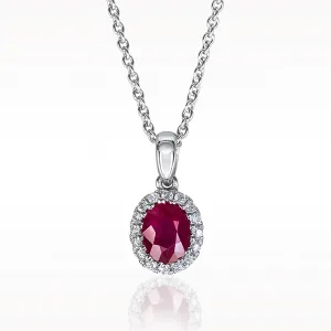 0.81ct Ruby and Diamond White Gold Necklace
