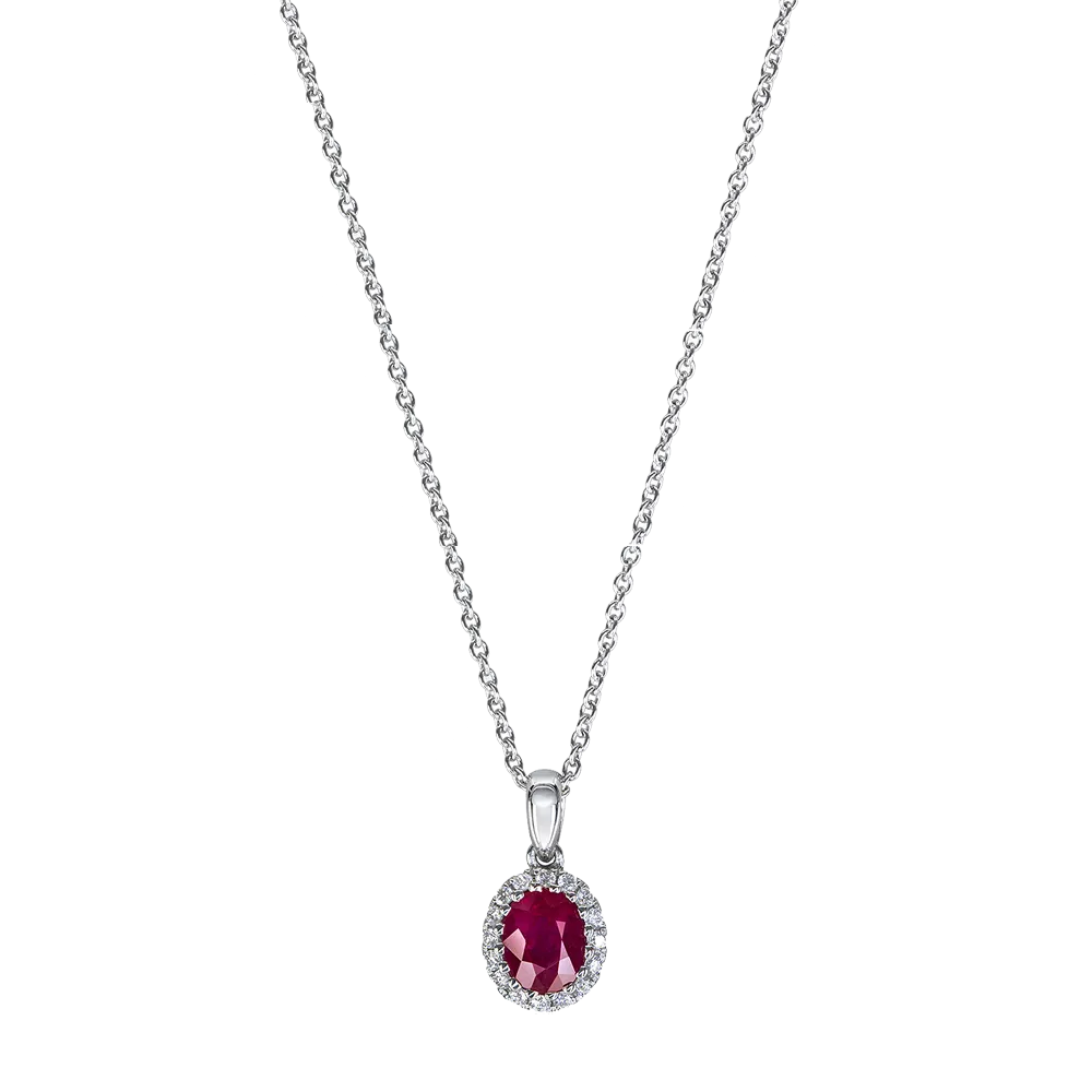 0.81ct Ruby and Diamond White Gold Necklace