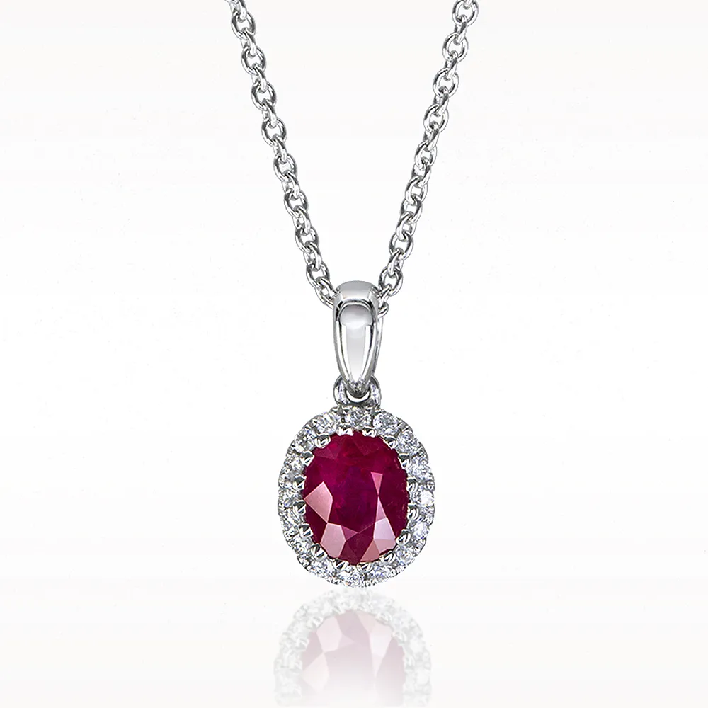 0.81ct Ruby and Diamond White Gold Necklace