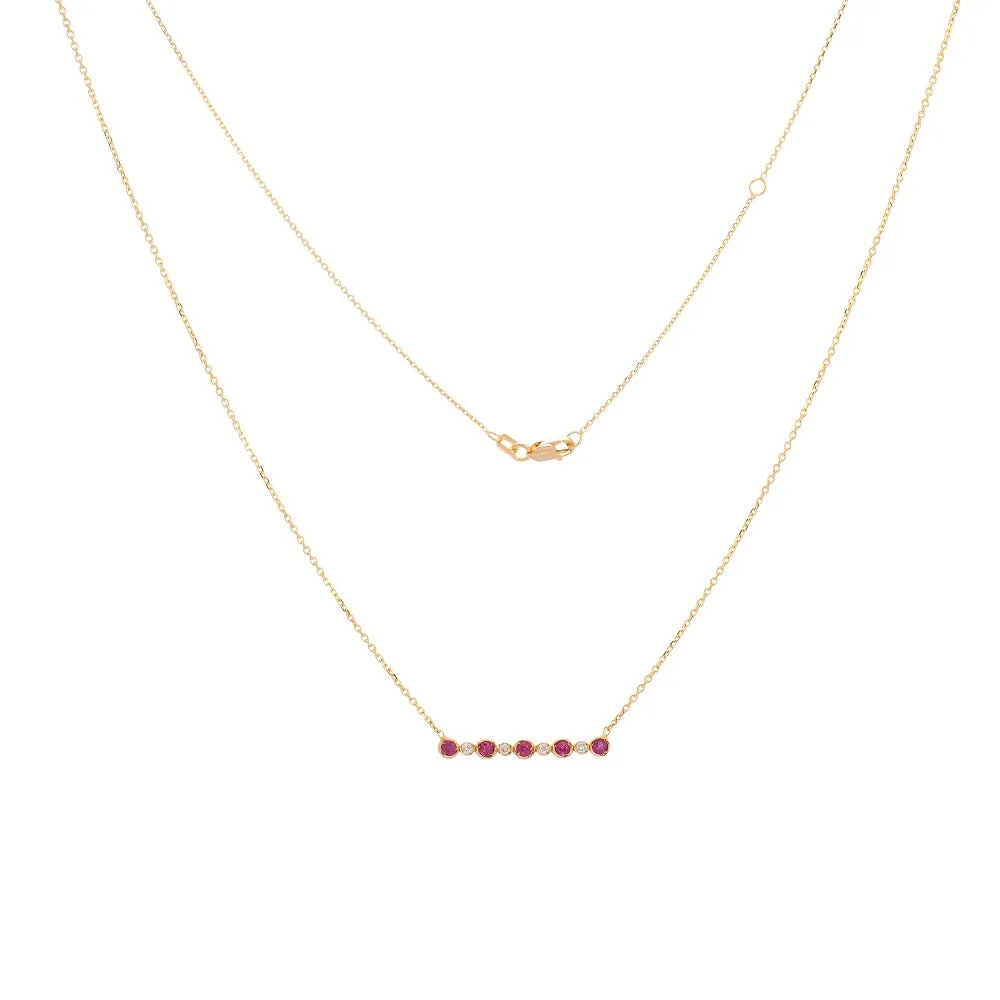 14K Diamond and Ruby Bar Necklace