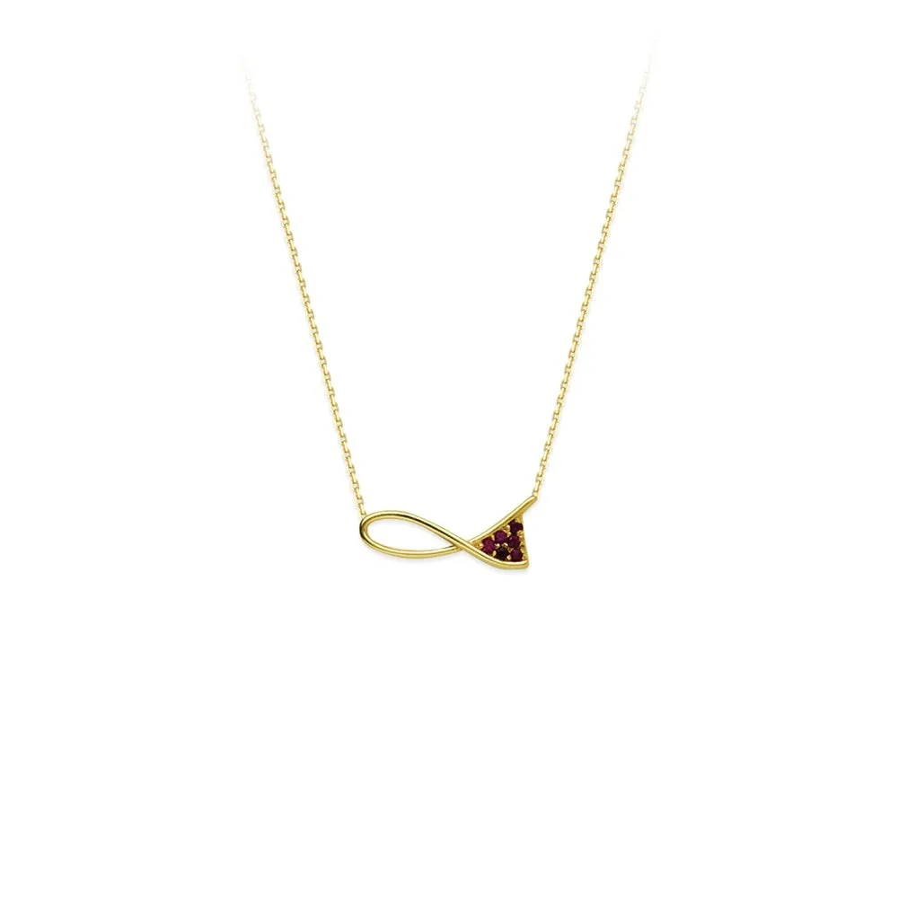 14K Ruby Ribbon Necklace