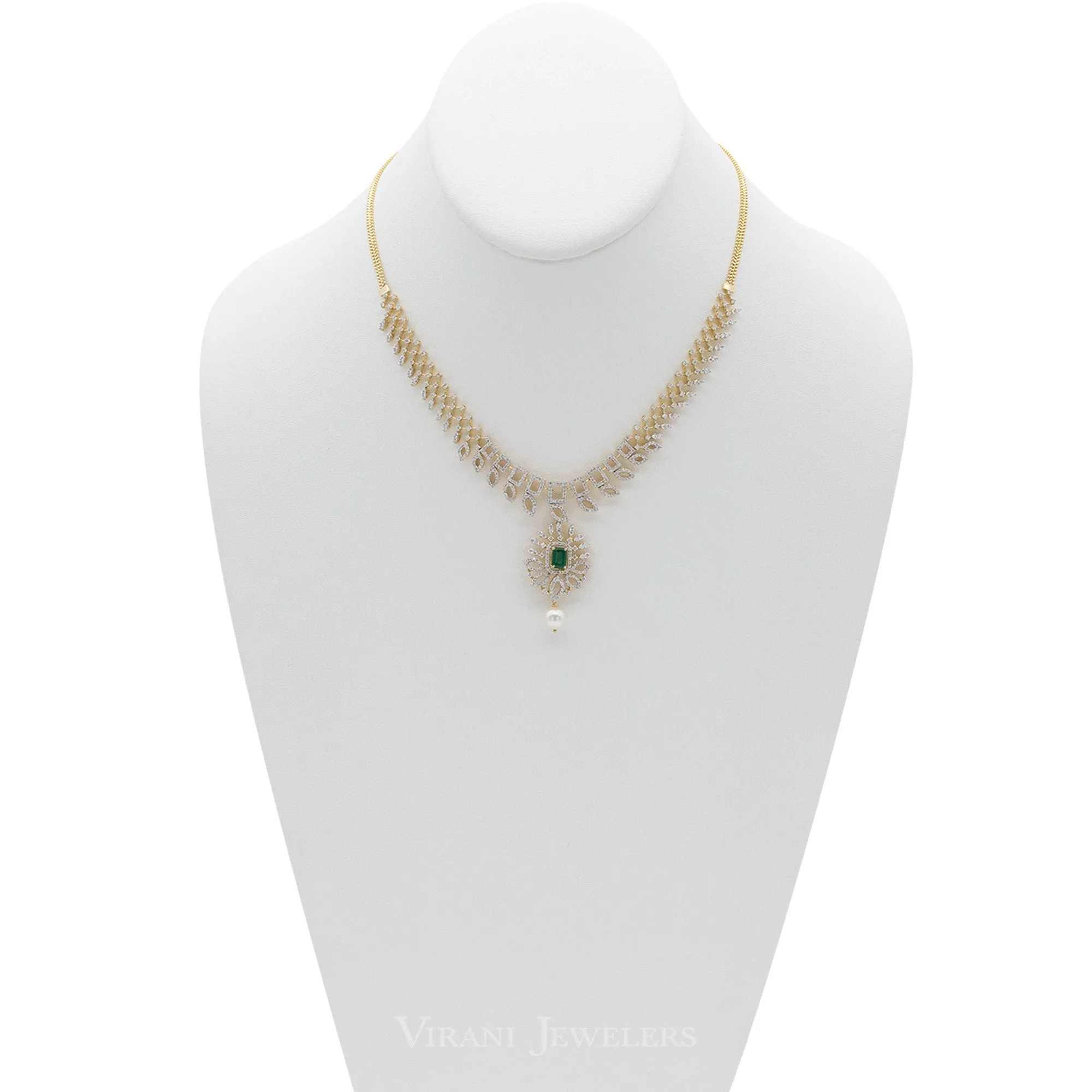 18K Gold Diamond Necklace and Earrings with changeable ruby, emerald and sapphires