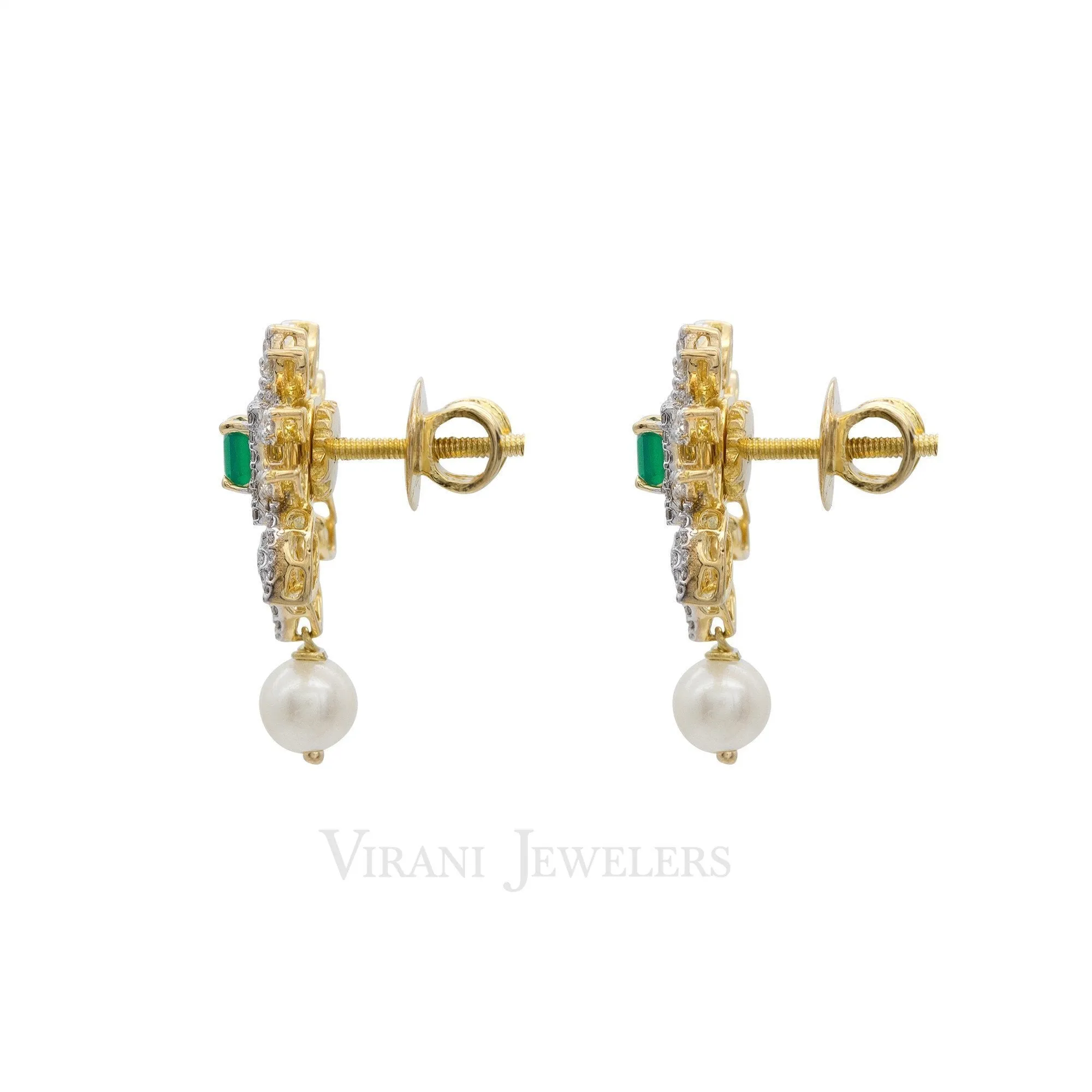 18K Gold Diamond Necklace and Earrings with changeable ruby, emerald and sapphires
