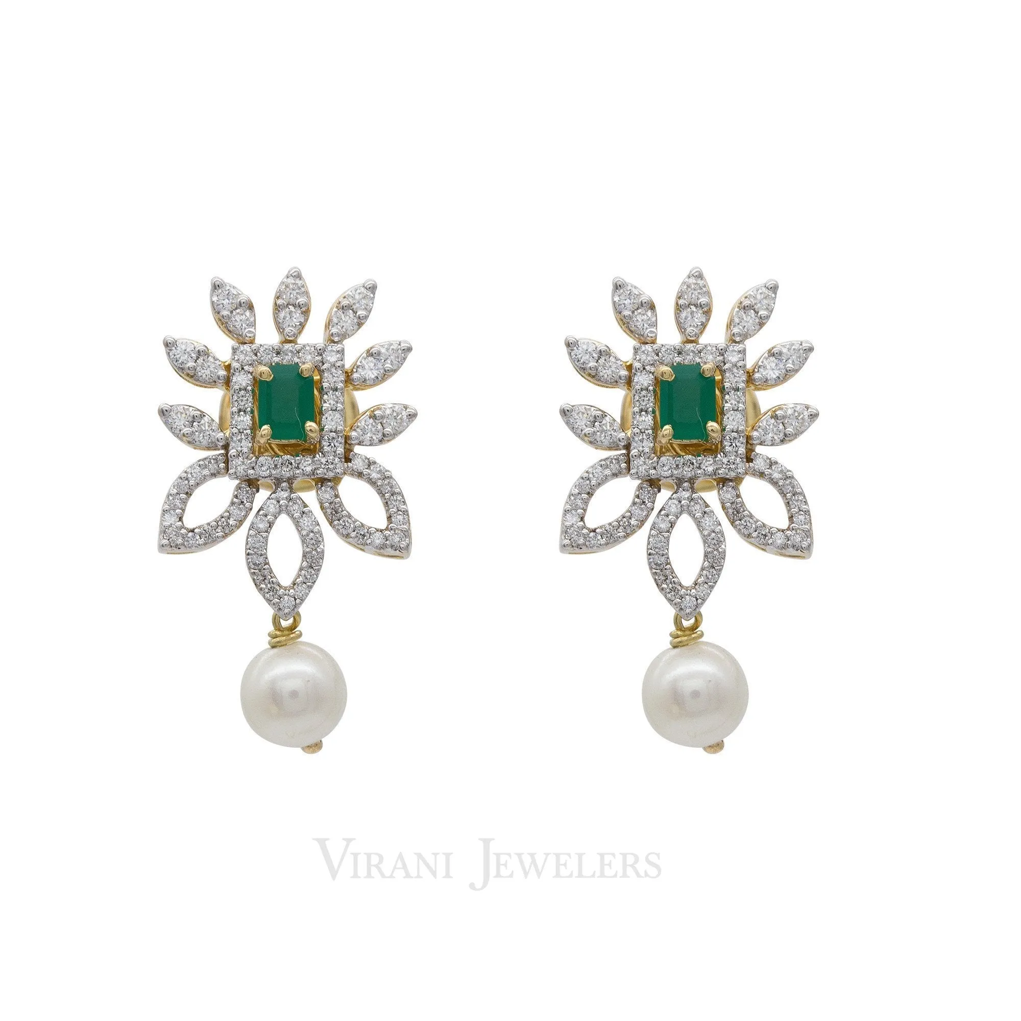 18K Gold Diamond Necklace and Earrings with changeable ruby, emerald and sapphires