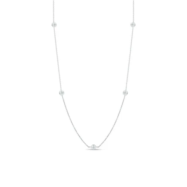 18K WHITE GOLD 7 STATION DIAMOND NECKLACE