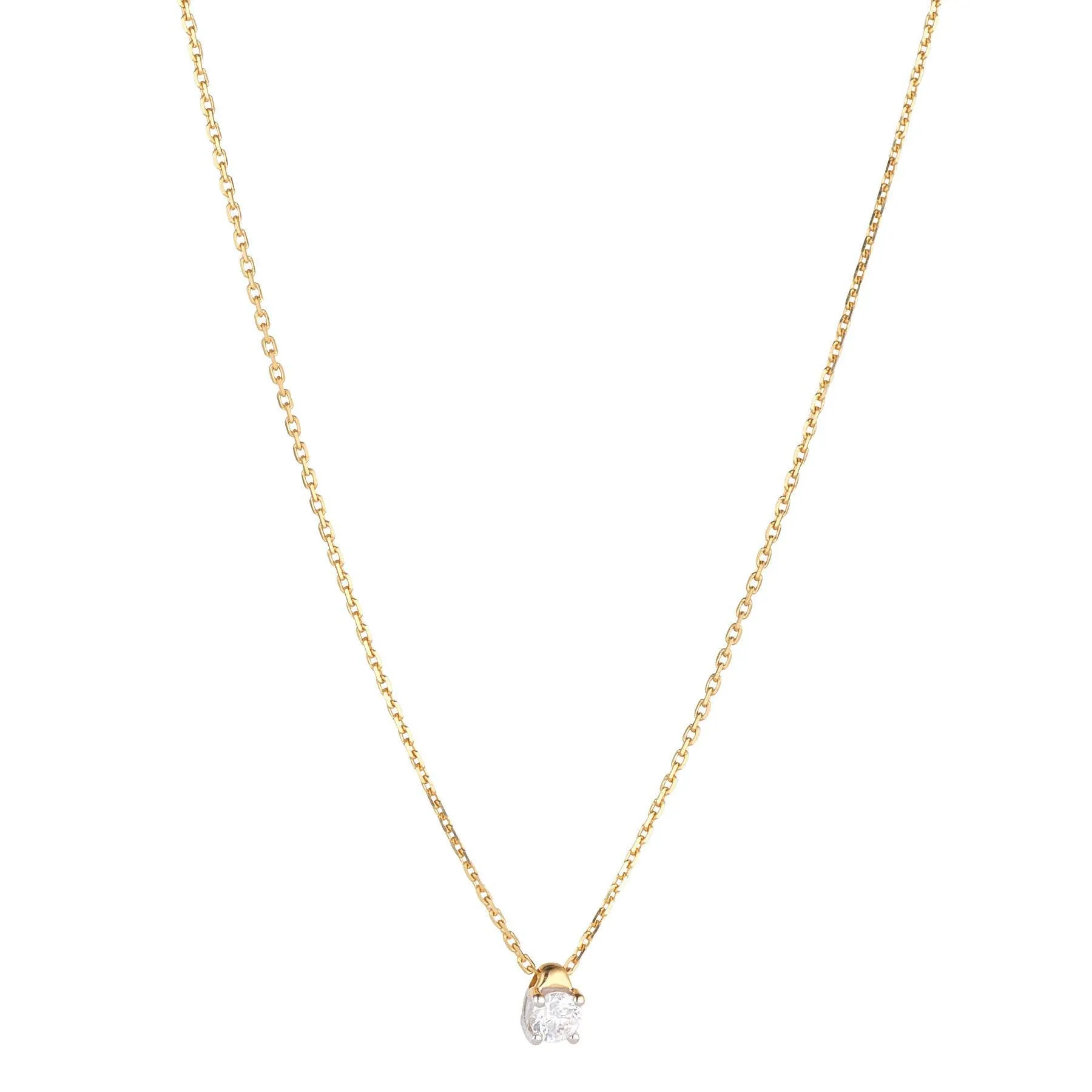 18kt Yellow Gold Floating Natural Diamond .15ct Pendant Necklace
