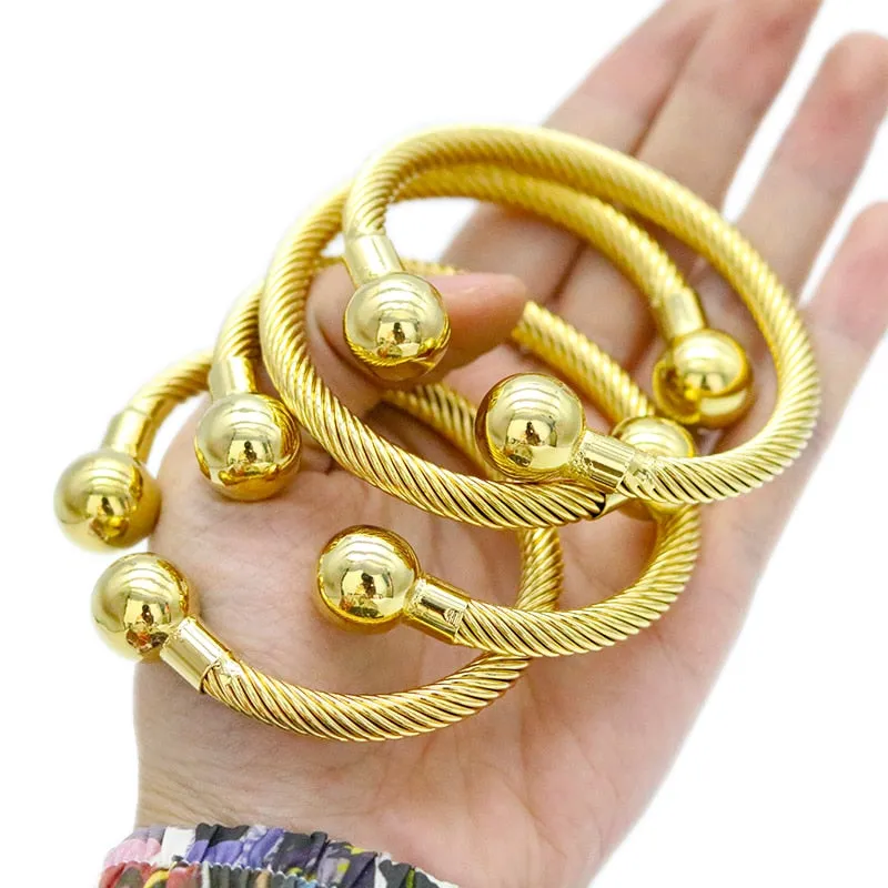 8MM 6Pcs/Lot Dubai Gold Bangles for Women Men 24k Color Ethiopian Bracelets African Jewelry Saudi Arabic Wedding Bride Gift