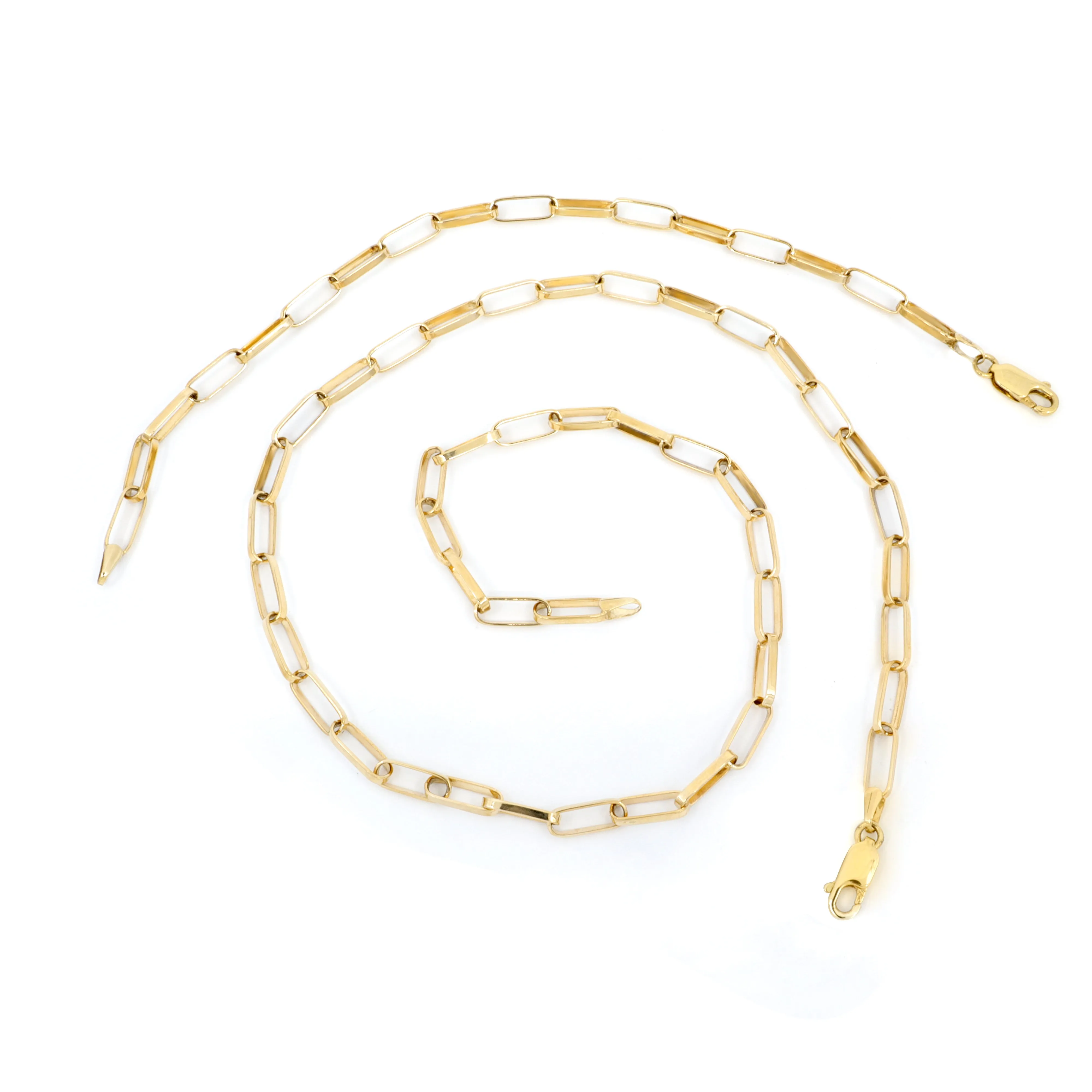 9K Yellow Gold  Long Box Paper Clip Bracelet - 20720223