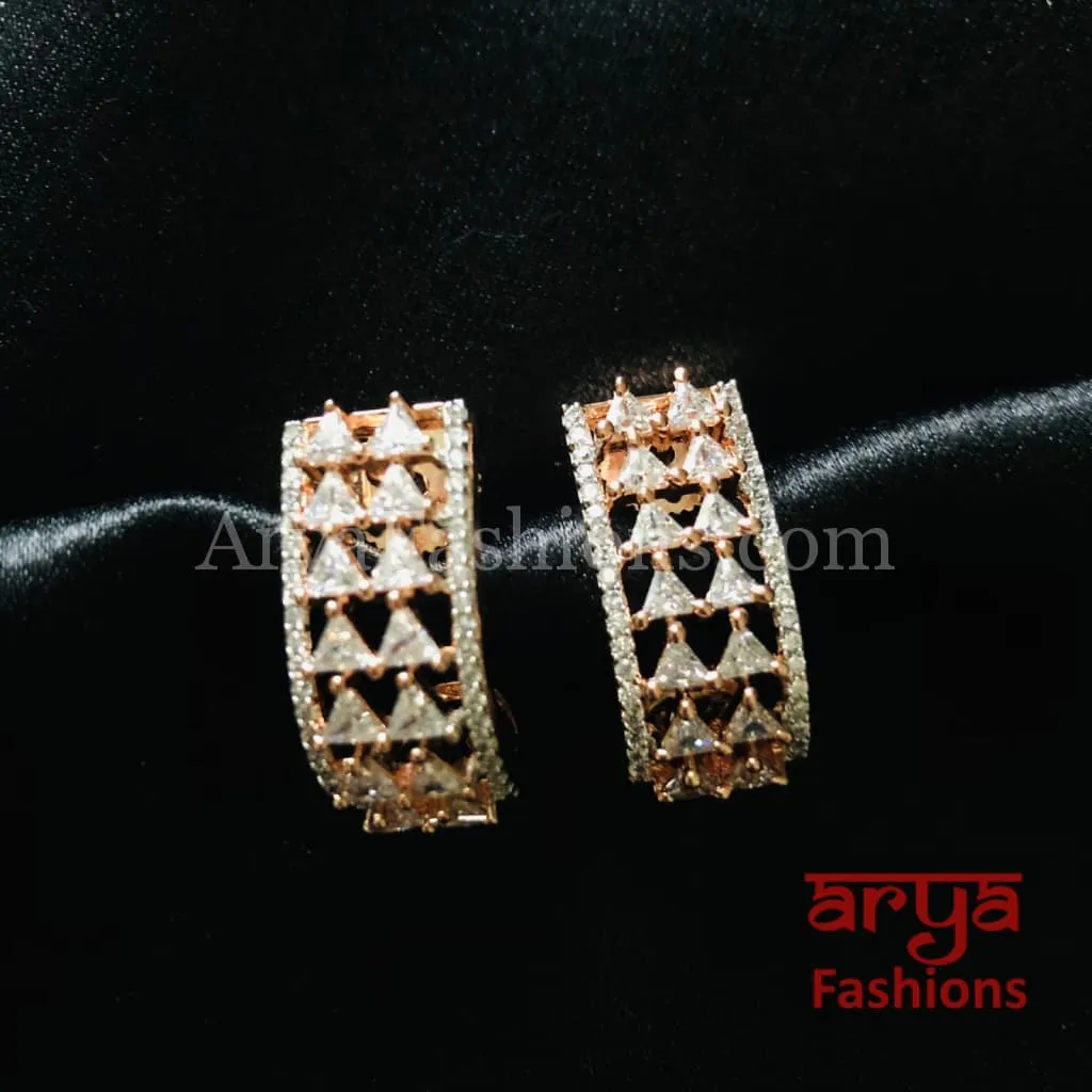 Alisha CZ Studs with Cubic Zirconia stones in Silver/ Rose Gold Finish