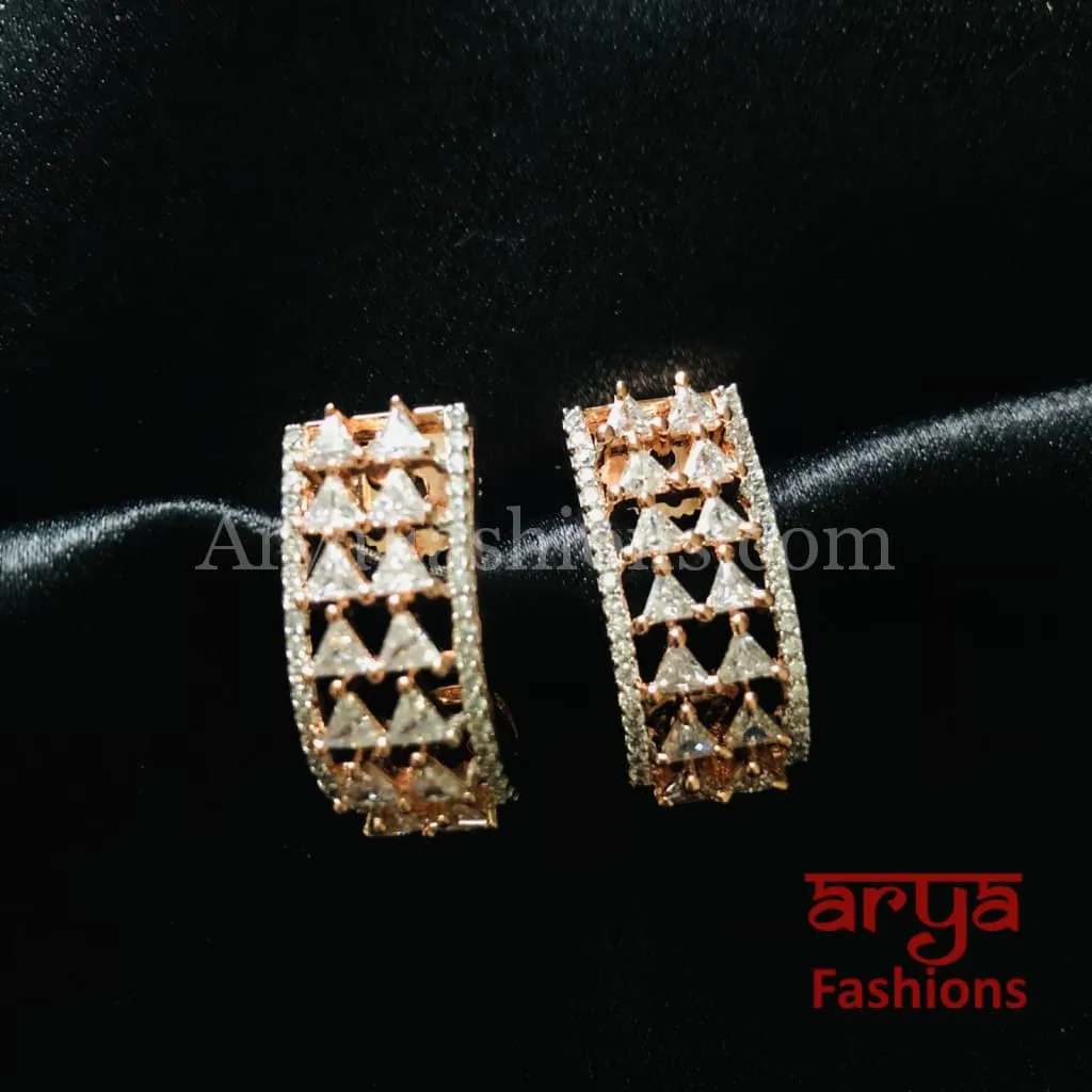 Alisha CZ Studs with Cubic Zirconia stones in Silver/ Rose Gold Finish