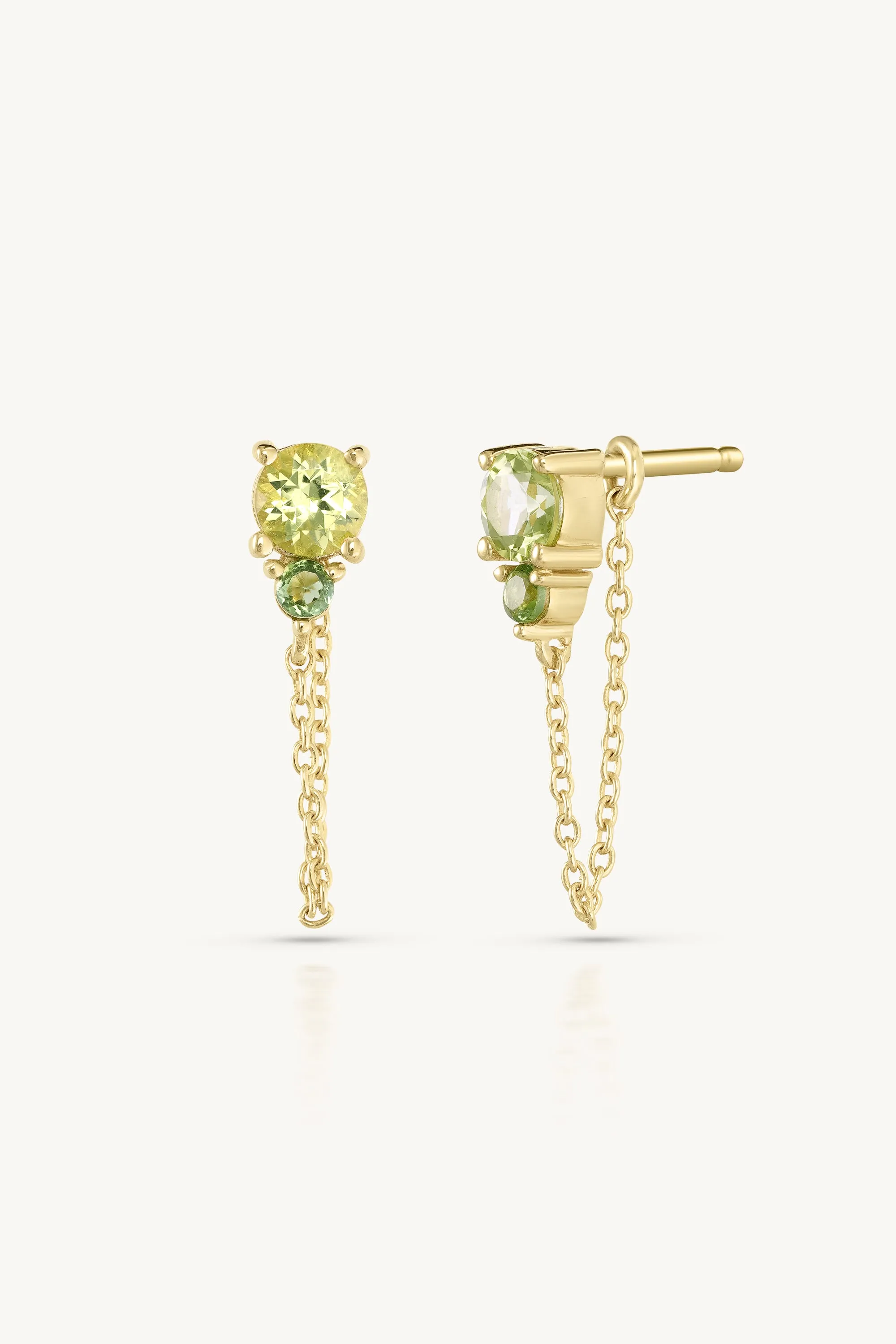 August Ombre Peridot Birthstone Gold Stud