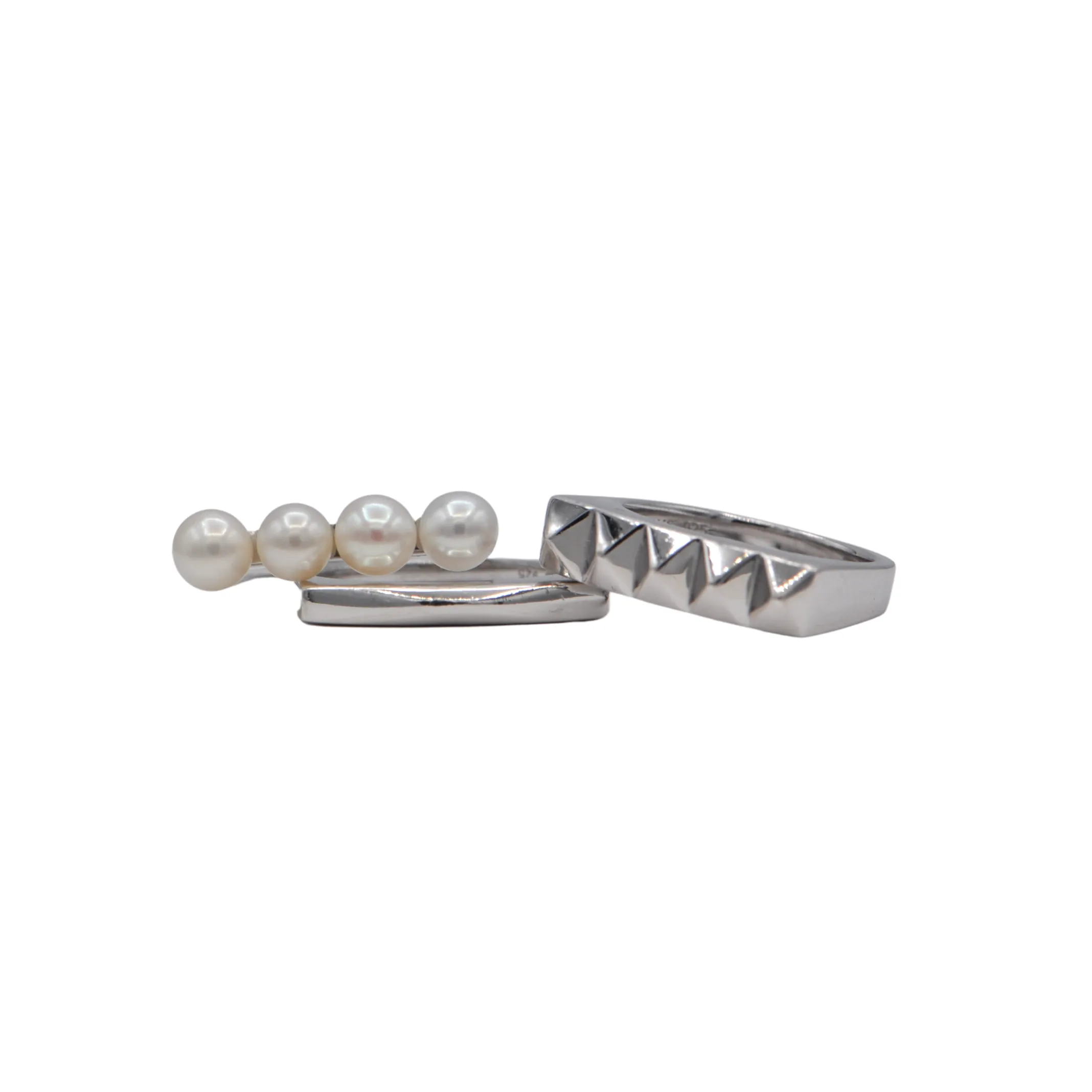 Birks Rock & Pearl Collection Sterling Stackable Ring Set