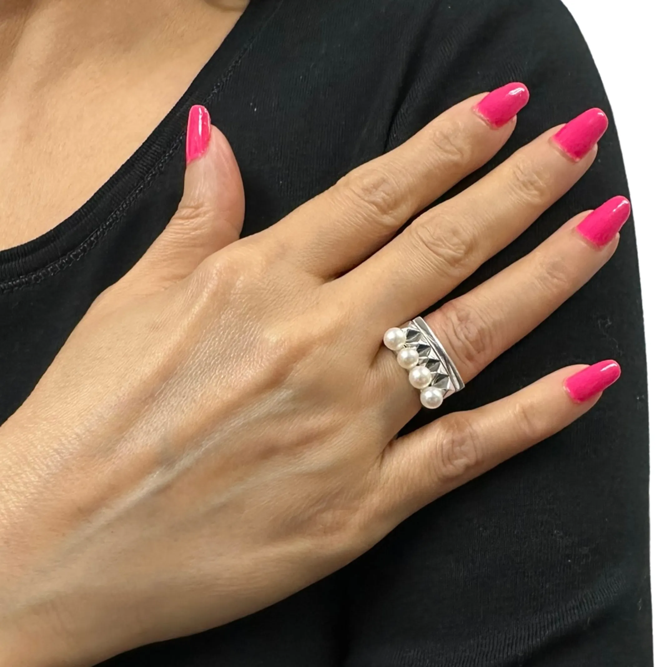 Birks Rock & Pearl Collection Sterling Stackable Ring Set