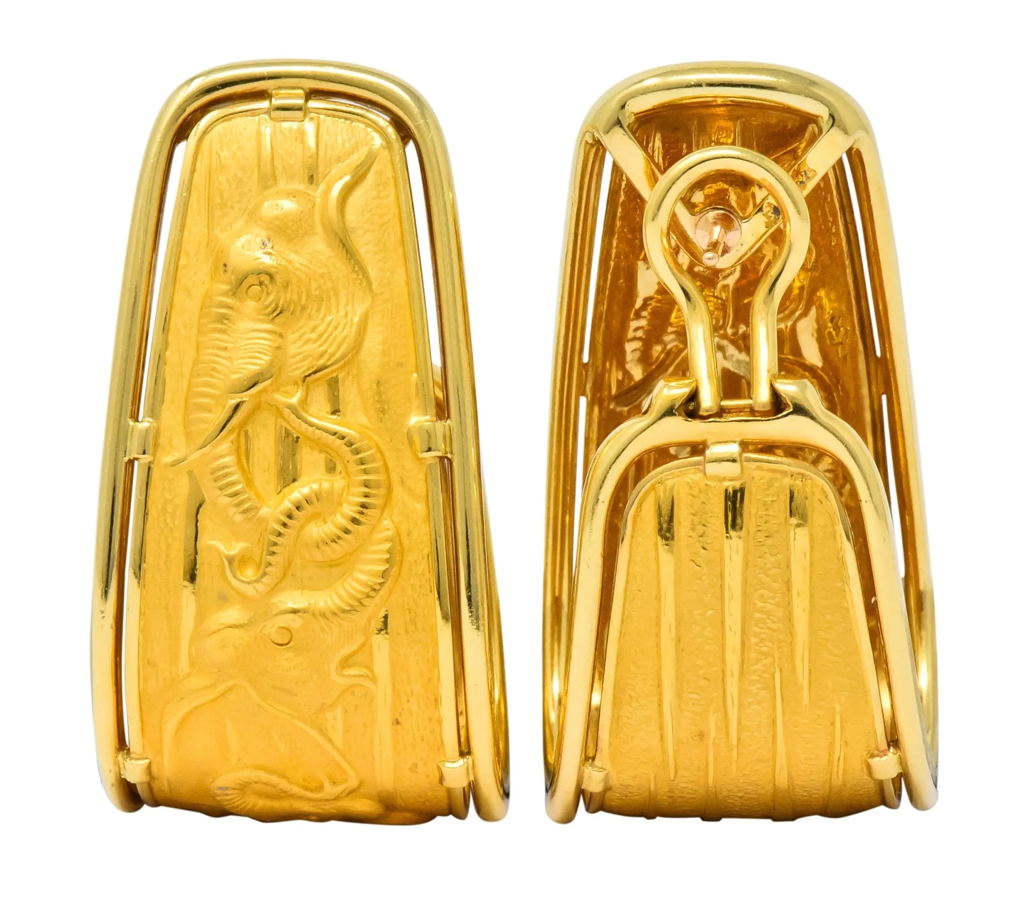 Carrera Y Carrera 18 Karat Gold Large Elephant J Hoop Earrings