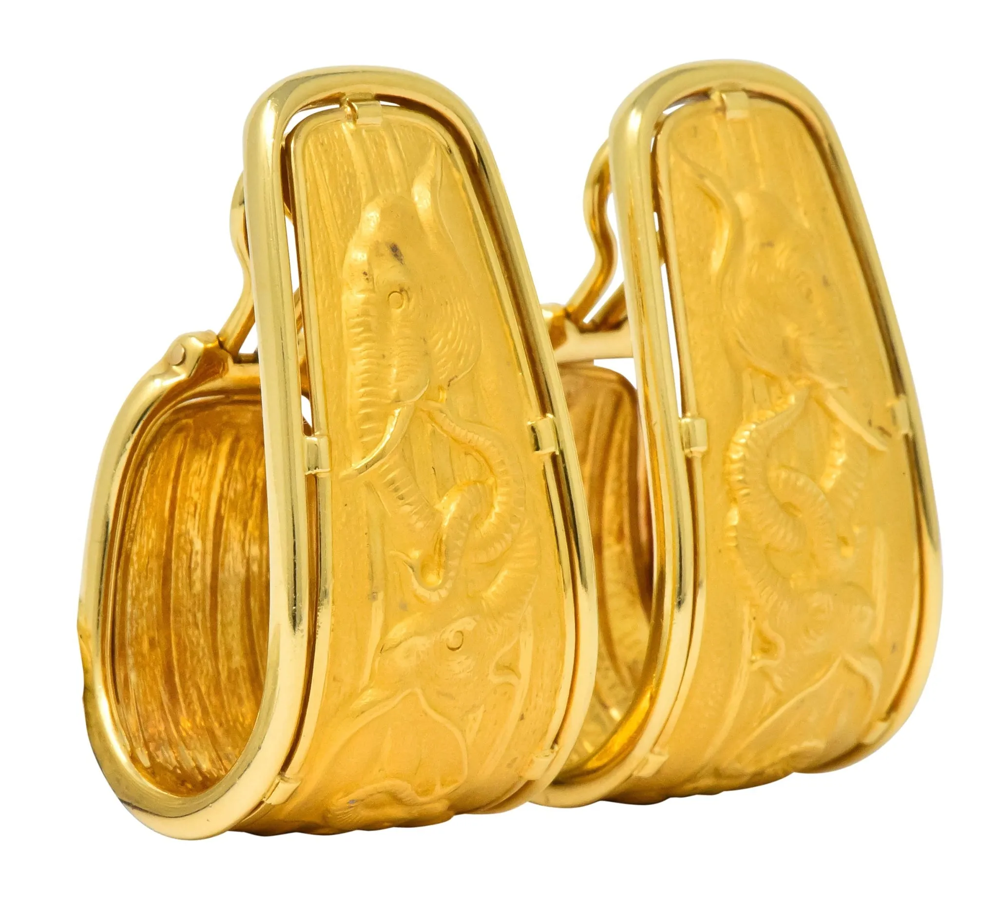 Carrera Y Carrera 18 Karat Gold Large Elephant J Hoop Earrings