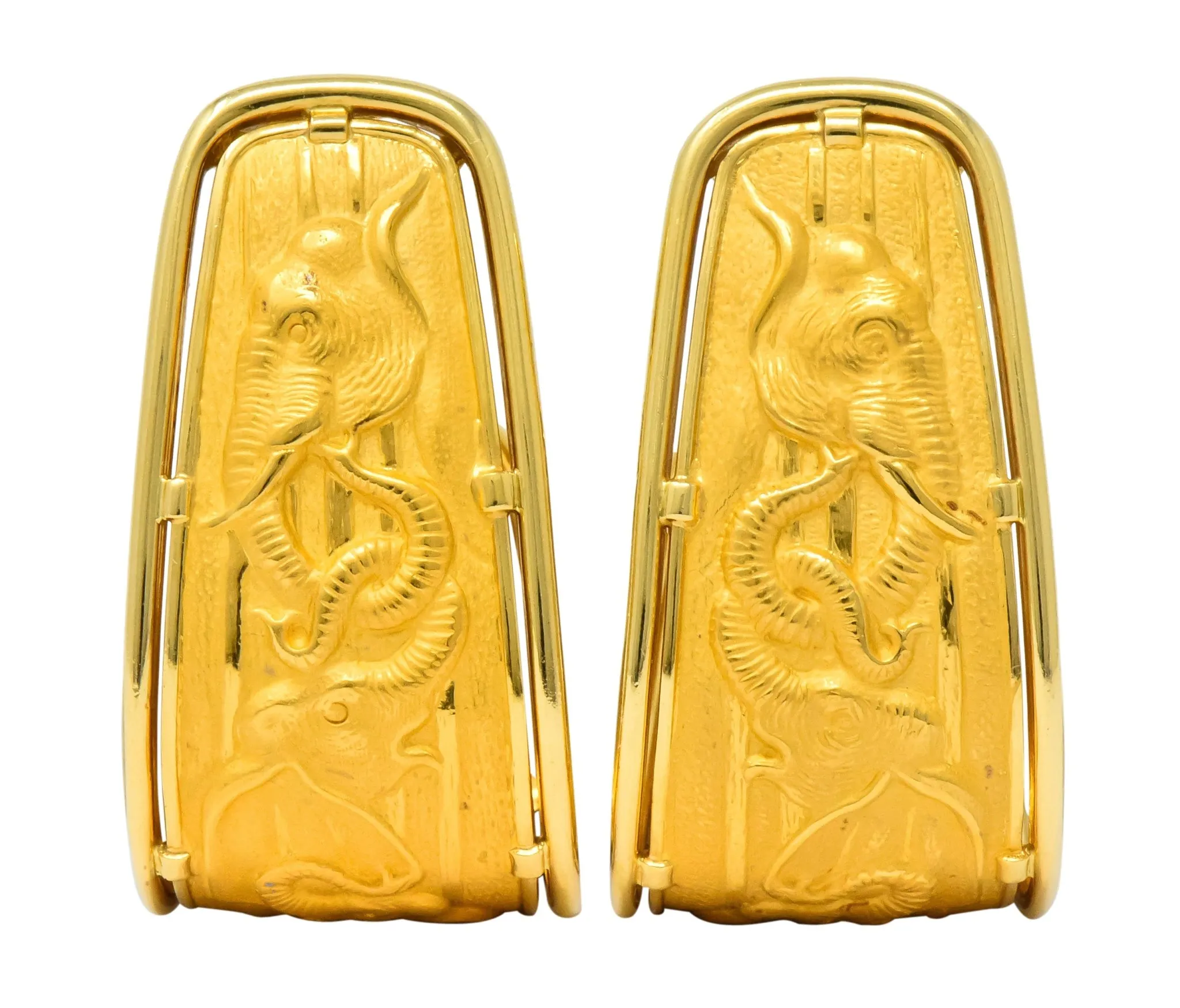 Carrera Y Carrera 18 Karat Gold Large Elephant J Hoop Earrings