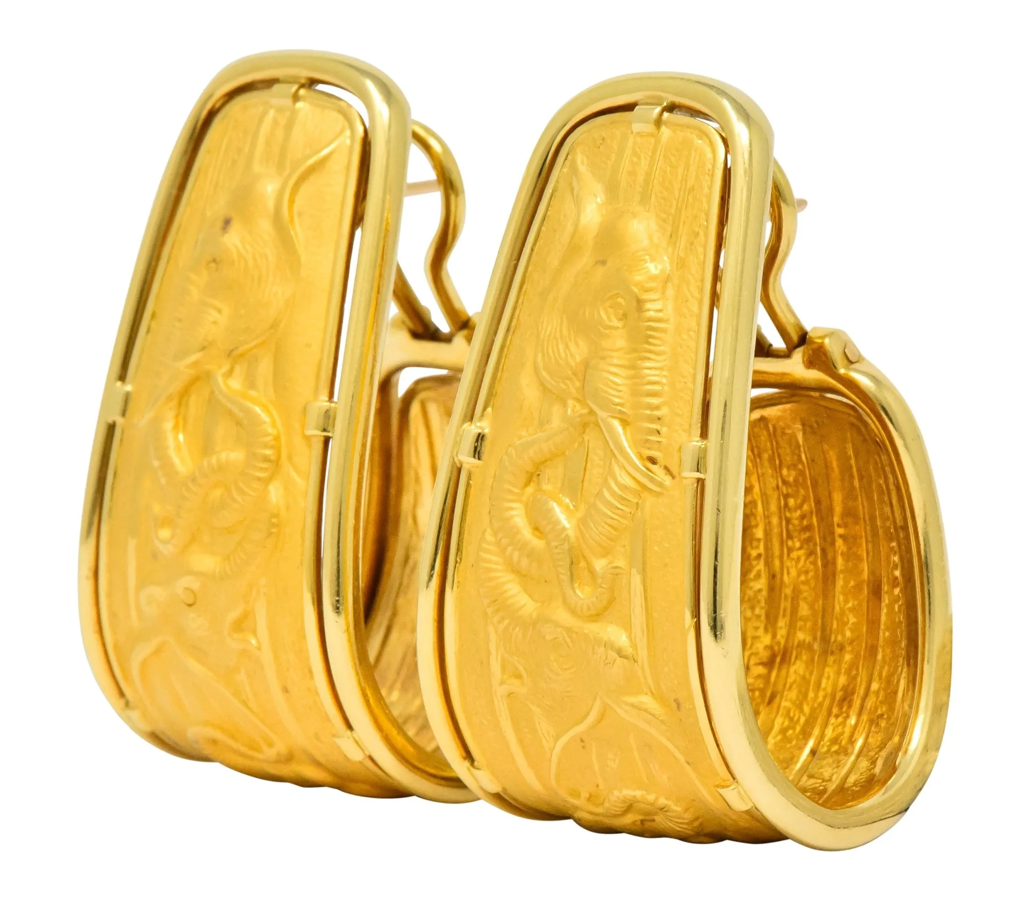 Carrera Y Carrera 18 Karat Gold Large Elephant J Hoop Earrings