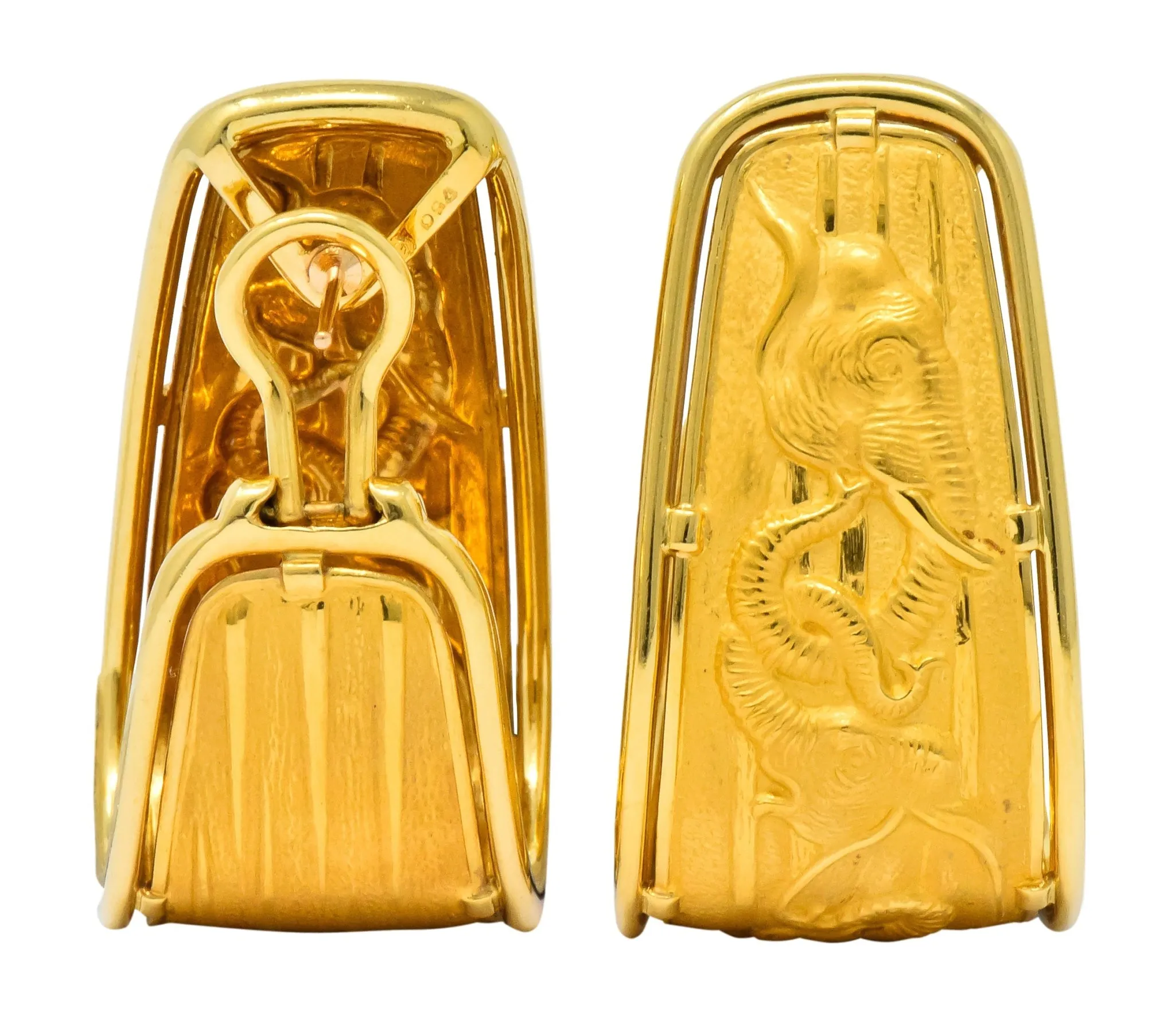 Carrera Y Carrera 18 Karat Gold Large Elephant J Hoop Earrings