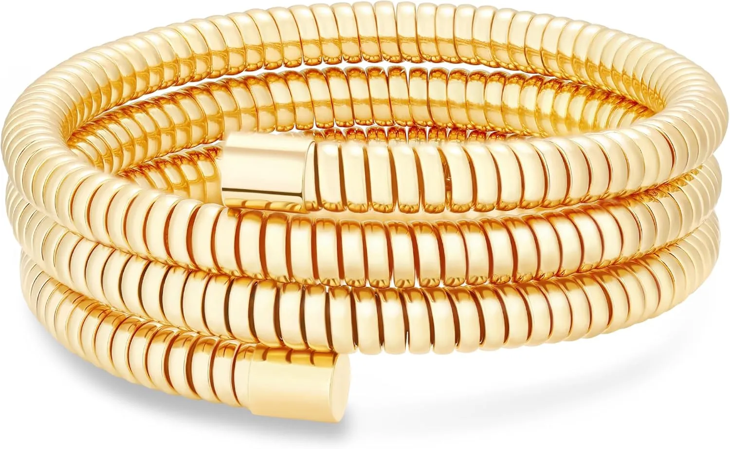 Chunky Gold Beaded Bangle Bracelet Set Stack for Women Men Stretchy Snake Link Chain Flexible Wide Wristband Bangles Bracelets