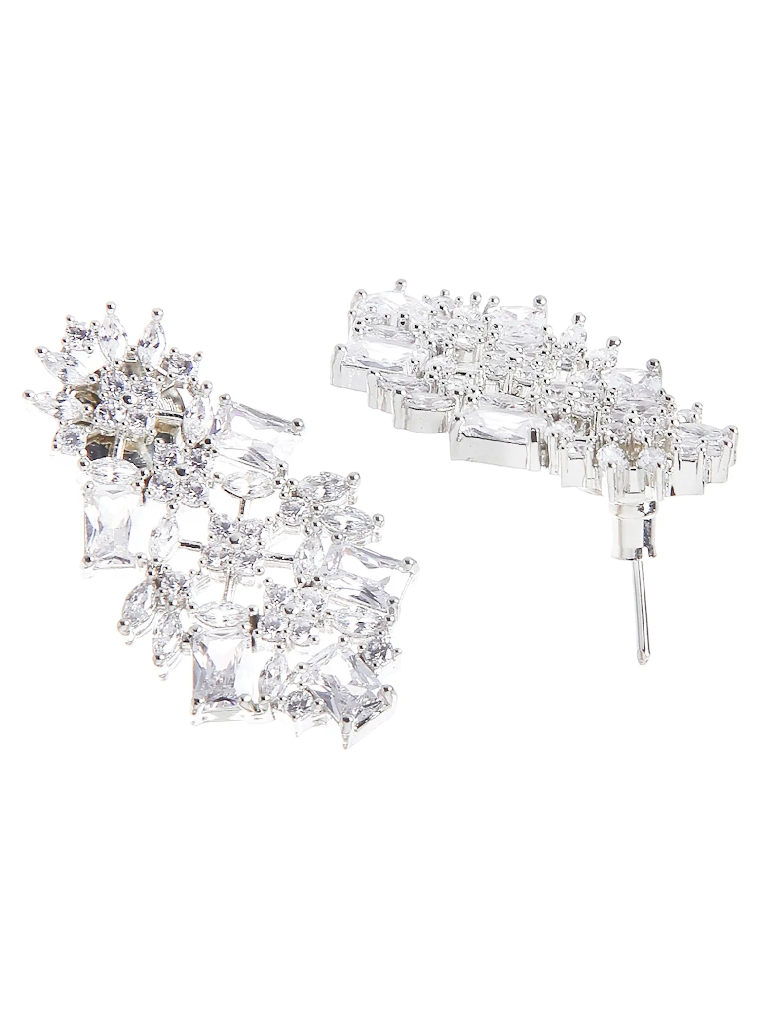 Contemporary Silver Toned American Diamond Jewellery Set