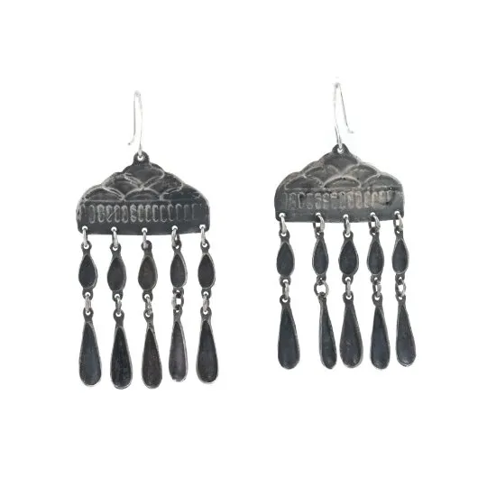 Contemporary Sterling Silver Cloud Earrings