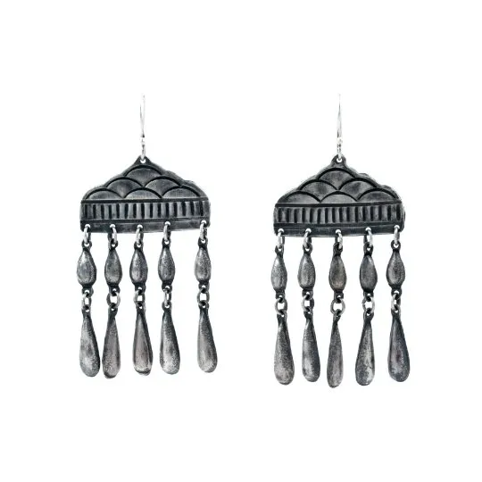 Contemporary Sterling Silver Cloud Earrings