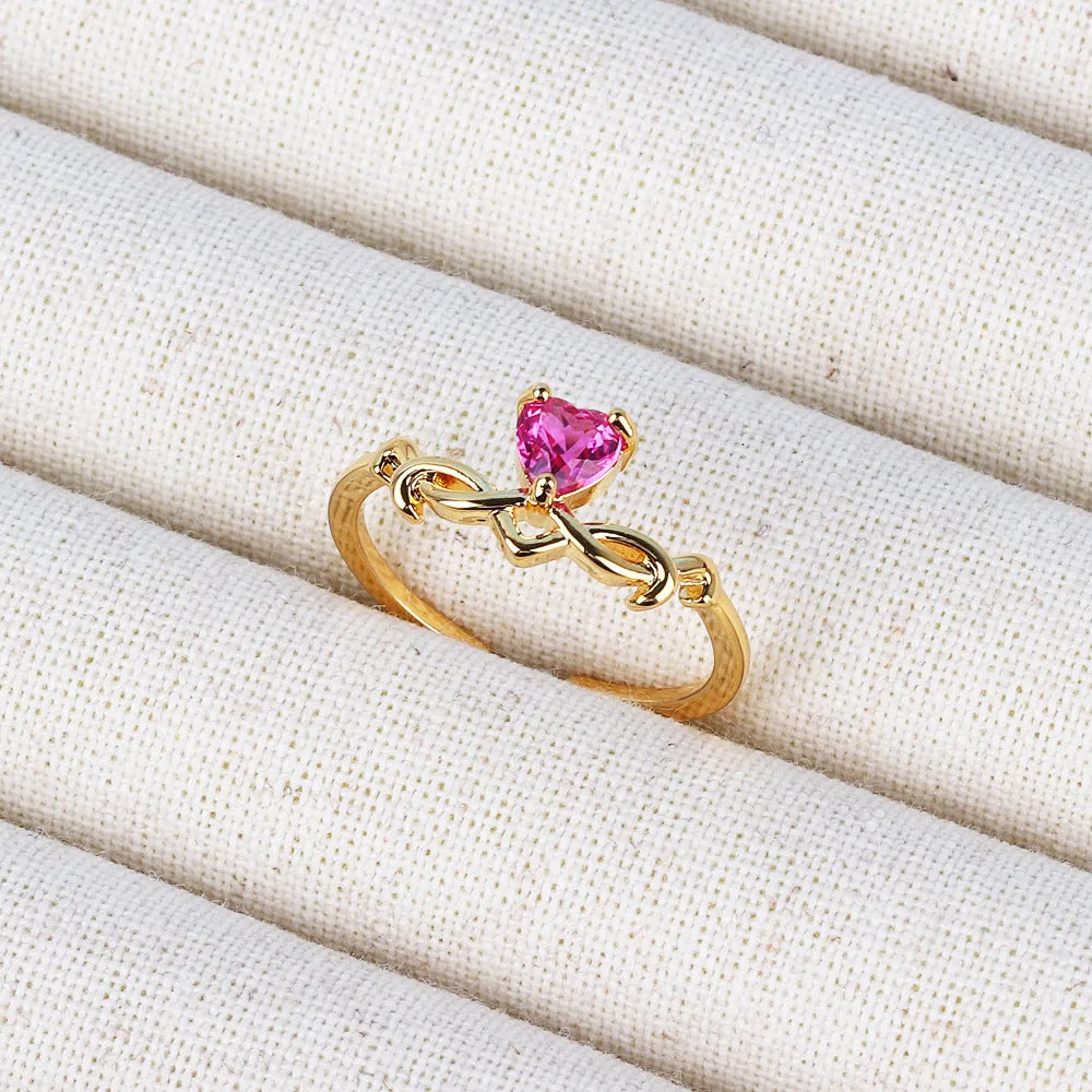 Cute & Edgy Women Asymmetrical Heart Zircon Rings