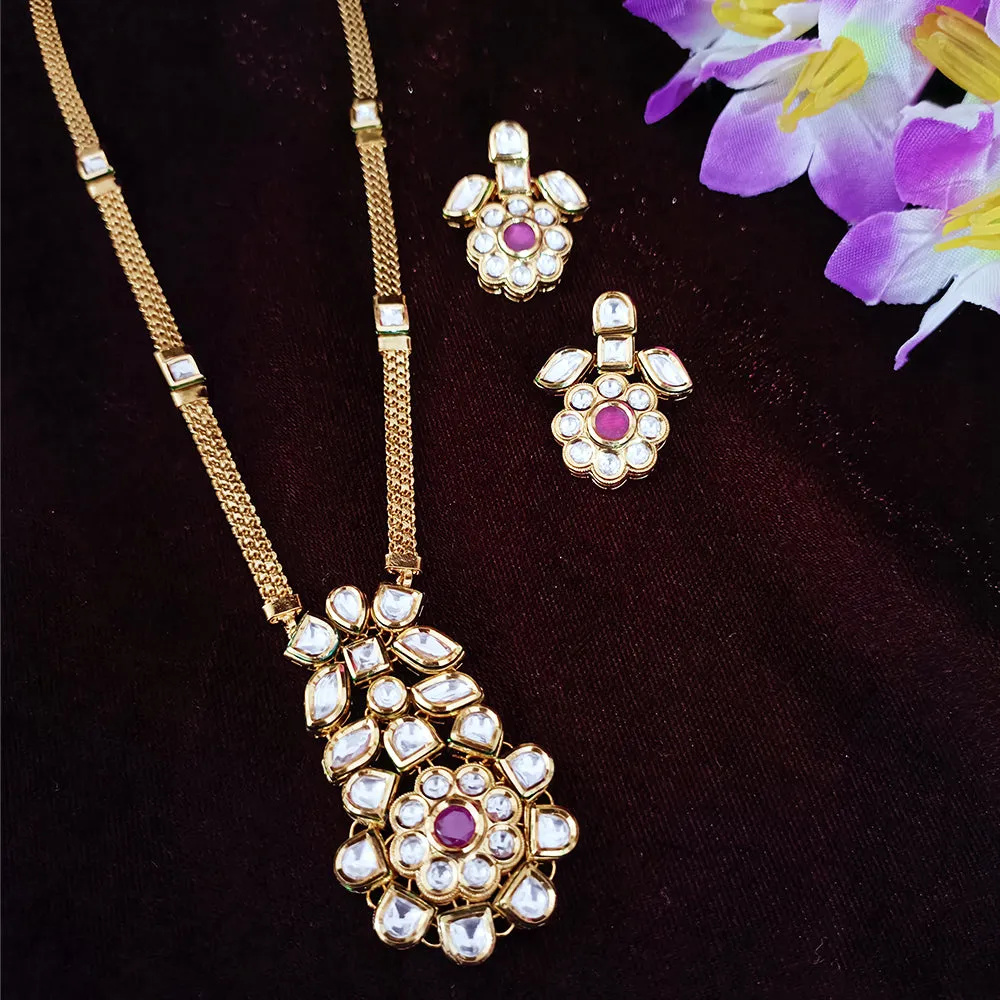 Designer Gold Plated Royal Kundan Pendant Set (D286)