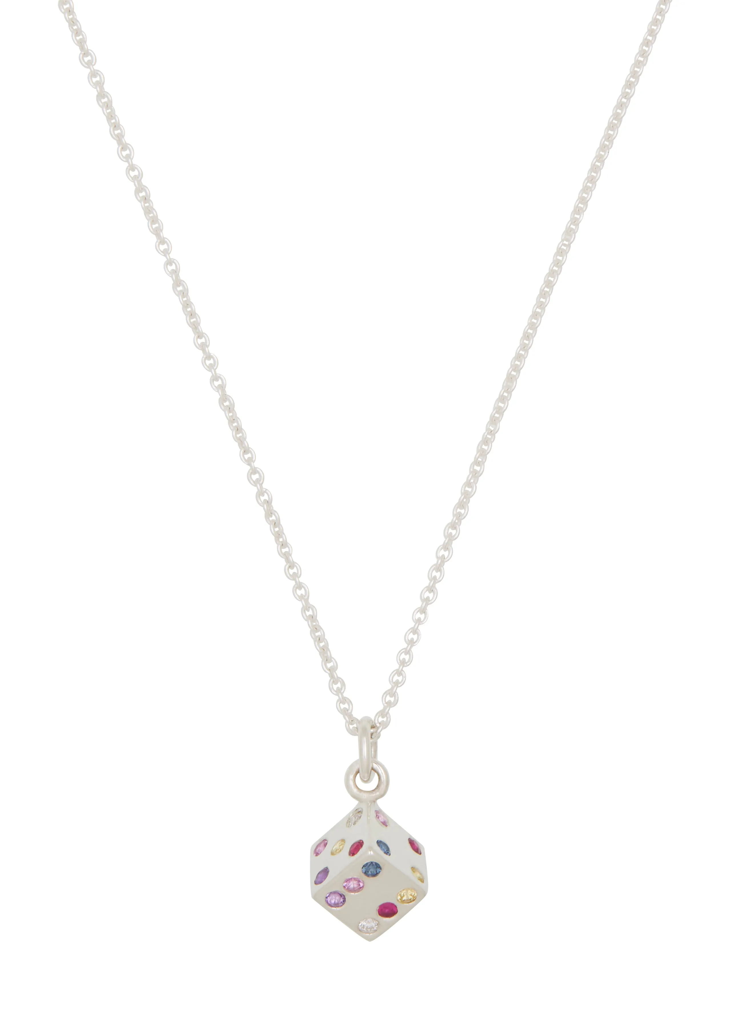 Dice Necklace in Sterling Silver - Multi