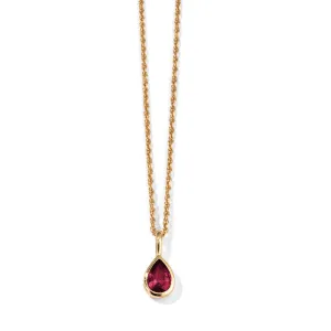 Droplet Necklace, Ruby, 9kt Yellow Gold