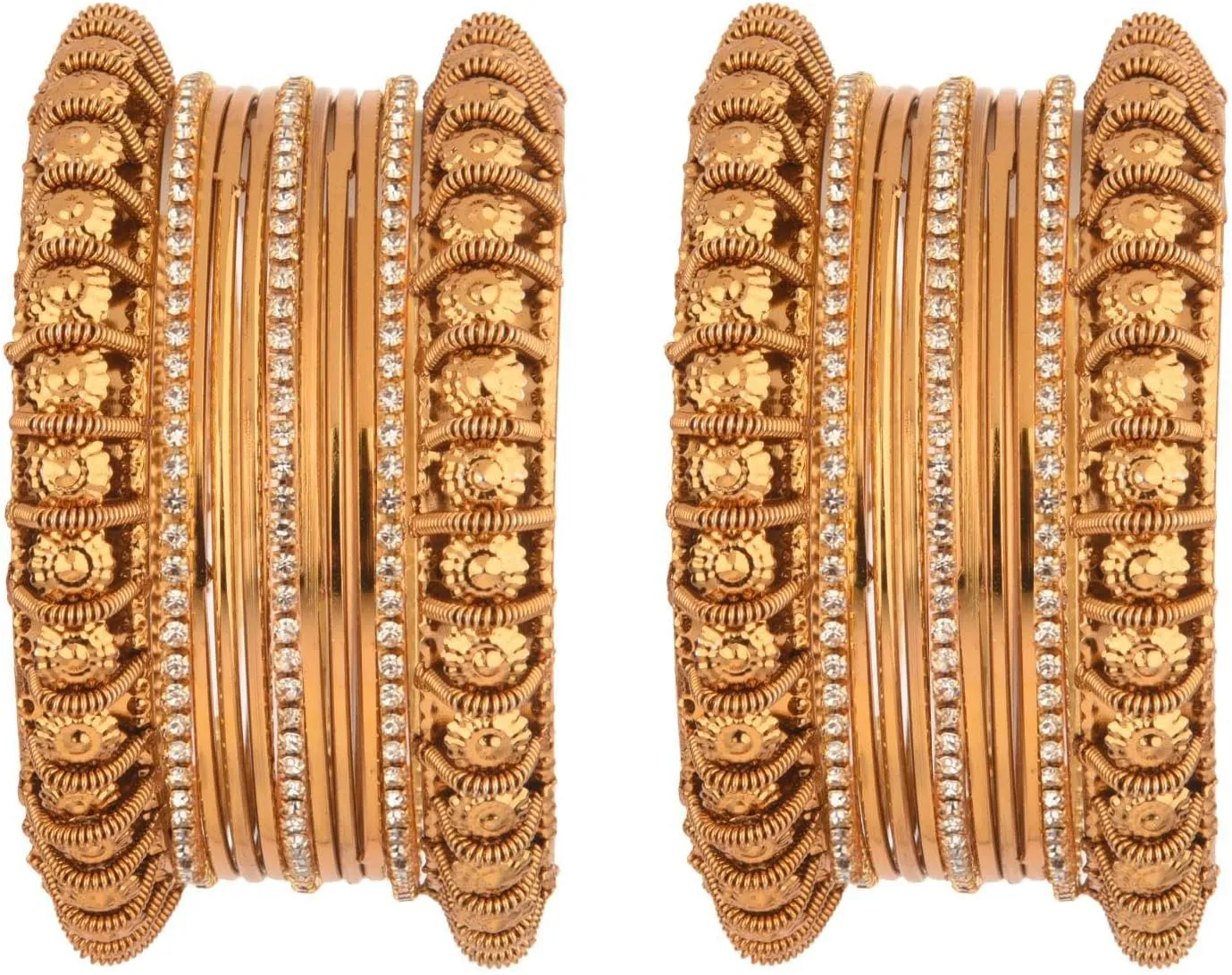 Efulgenz Indian Oxidized Bangle Bracelet Set for Women Plain Metal Bangles CZ Crystal Rhinestone Bangles Oxidized Jewelry Boho Bracelet Set Fashion Statement Jewelry for Women