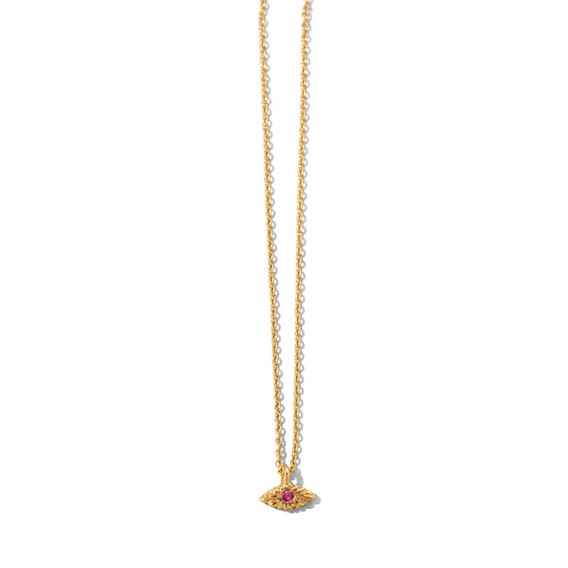 Evil Eye Necklace, Ruby, Gold