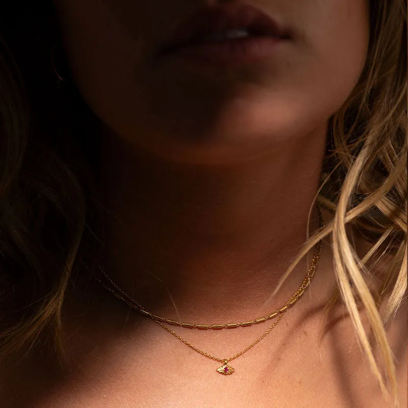 Evil Eye Necklace, Ruby, Gold