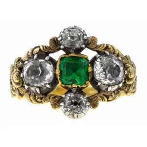 Georgian Emerald & Diamond Ring