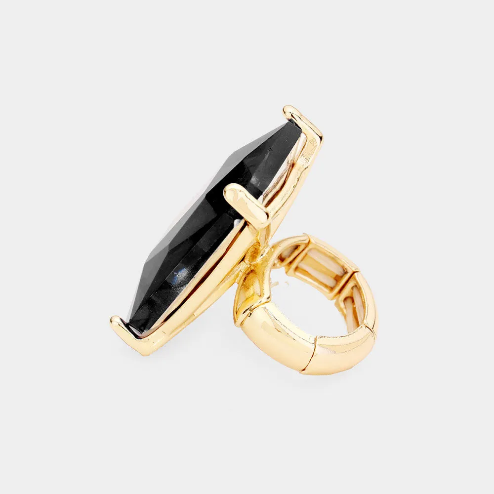 iLLASPARKZ Emerald Cut Stone Stretch Ring