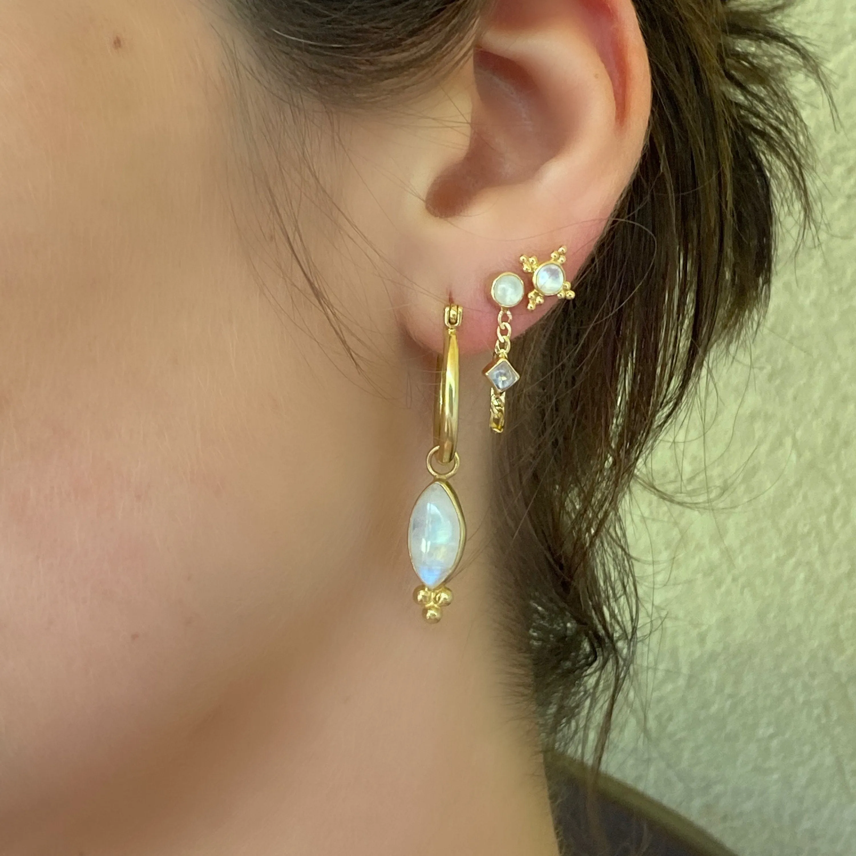Ivy 14K Gold Rainbow Moonstone Stud Earrings