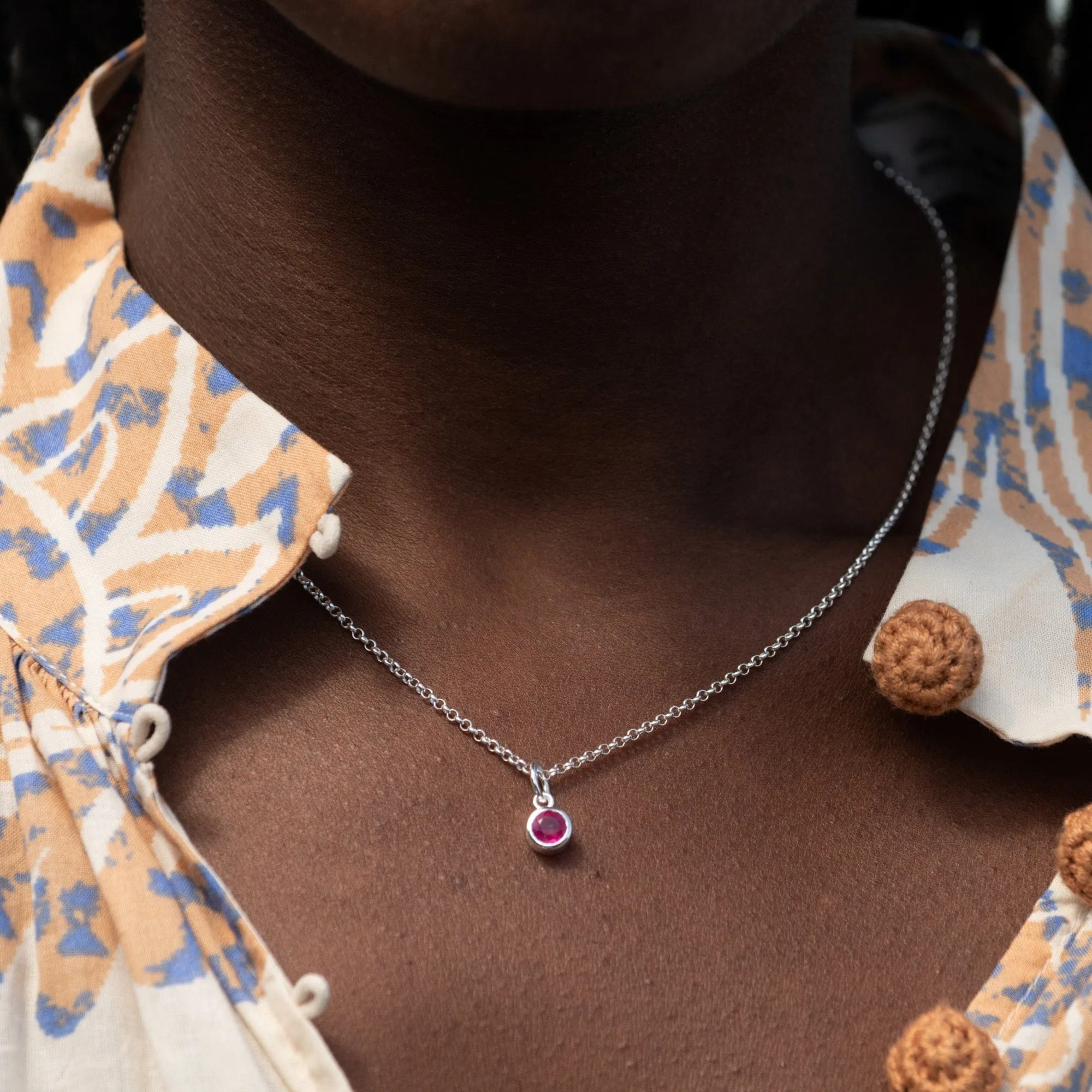 July Birthstone Necklace (Ruby)