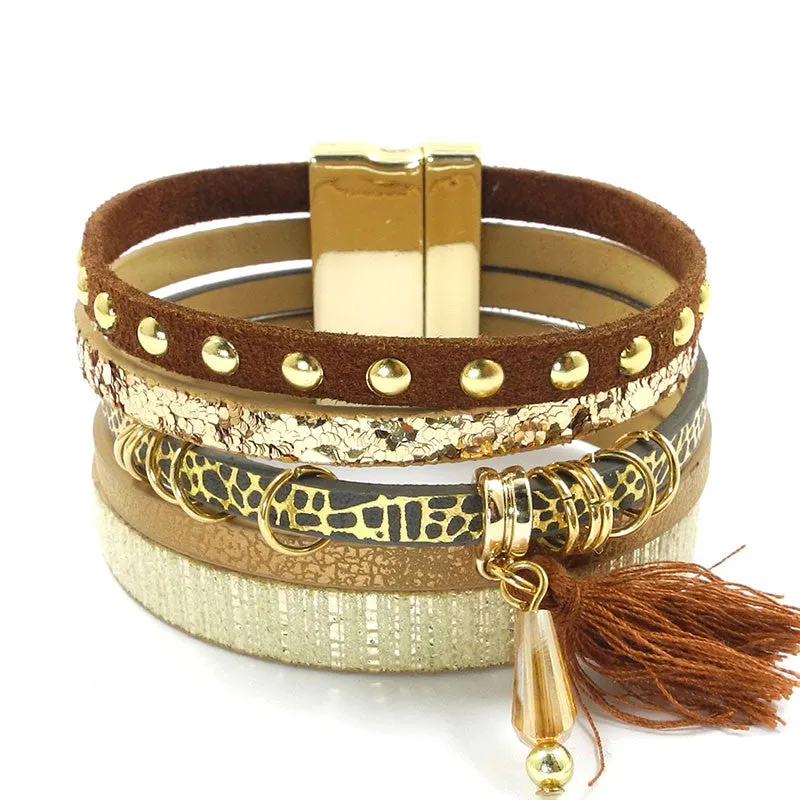 Leather bracelet 6 color bracelets winter charm bracelets Bohemian bracelets&bangles for women Christmas gift