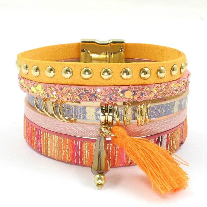 Leather bracelet 6 color bracelets winter charm bracelets Bohemian bracelets&bangles for women Christmas gift