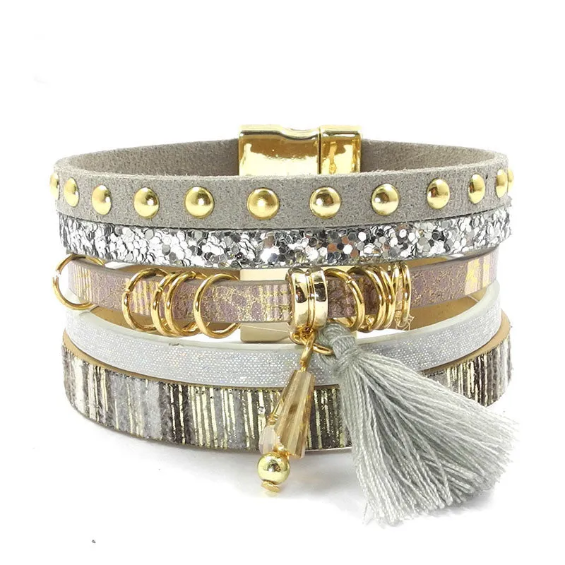 Leather bracelet 6 color bracelets winter charm bracelets Bohemian bracelets&bangles for women Christmas gift