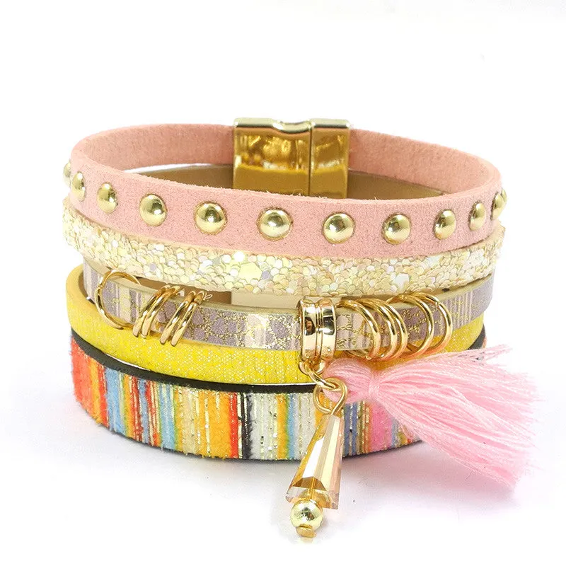 Leather bracelet 6 color bracelets winter charm bracelets Bohemian bracelets&bangles for women Christmas gift