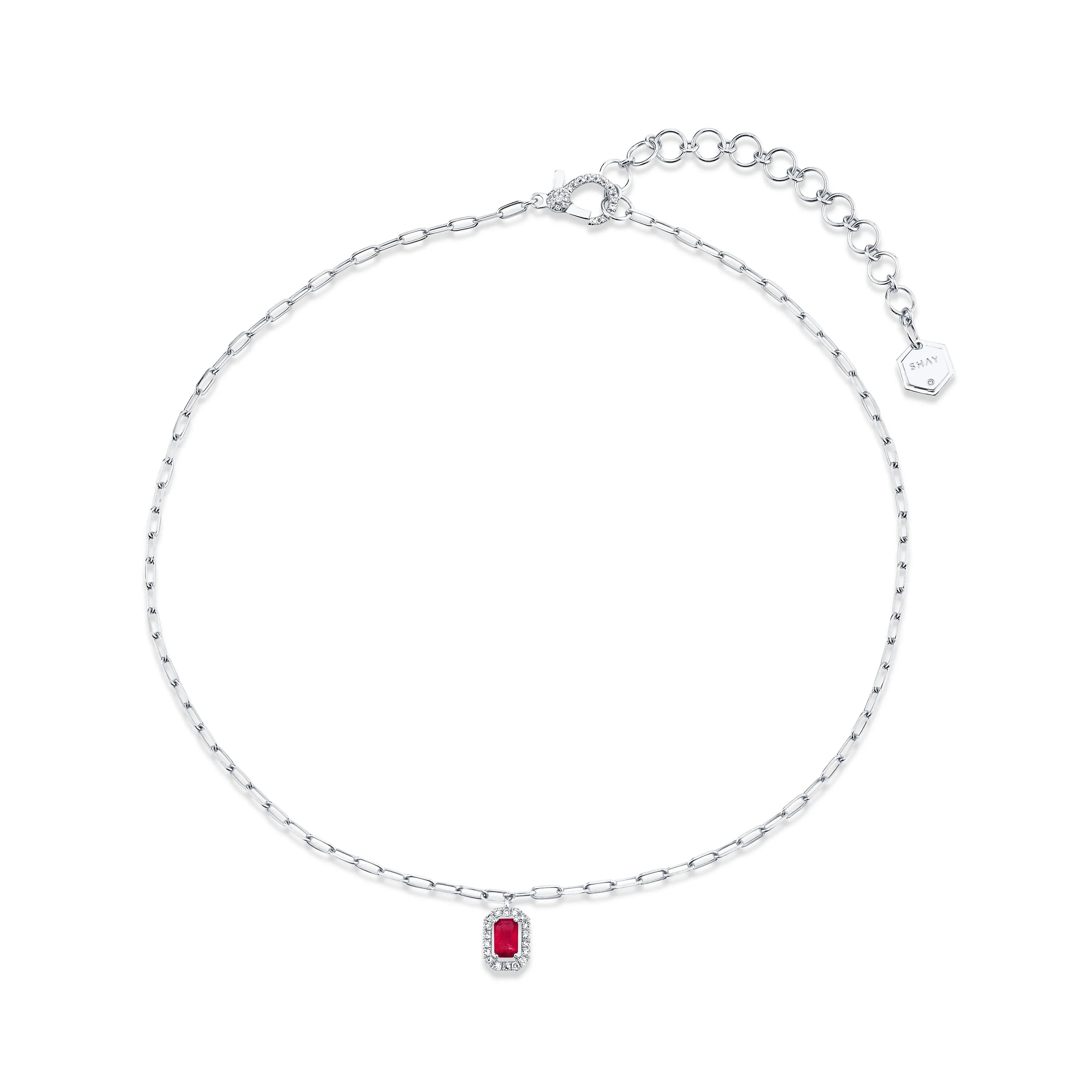 MINI ME DIAMOND & RUBY HALO DROP PENDANT