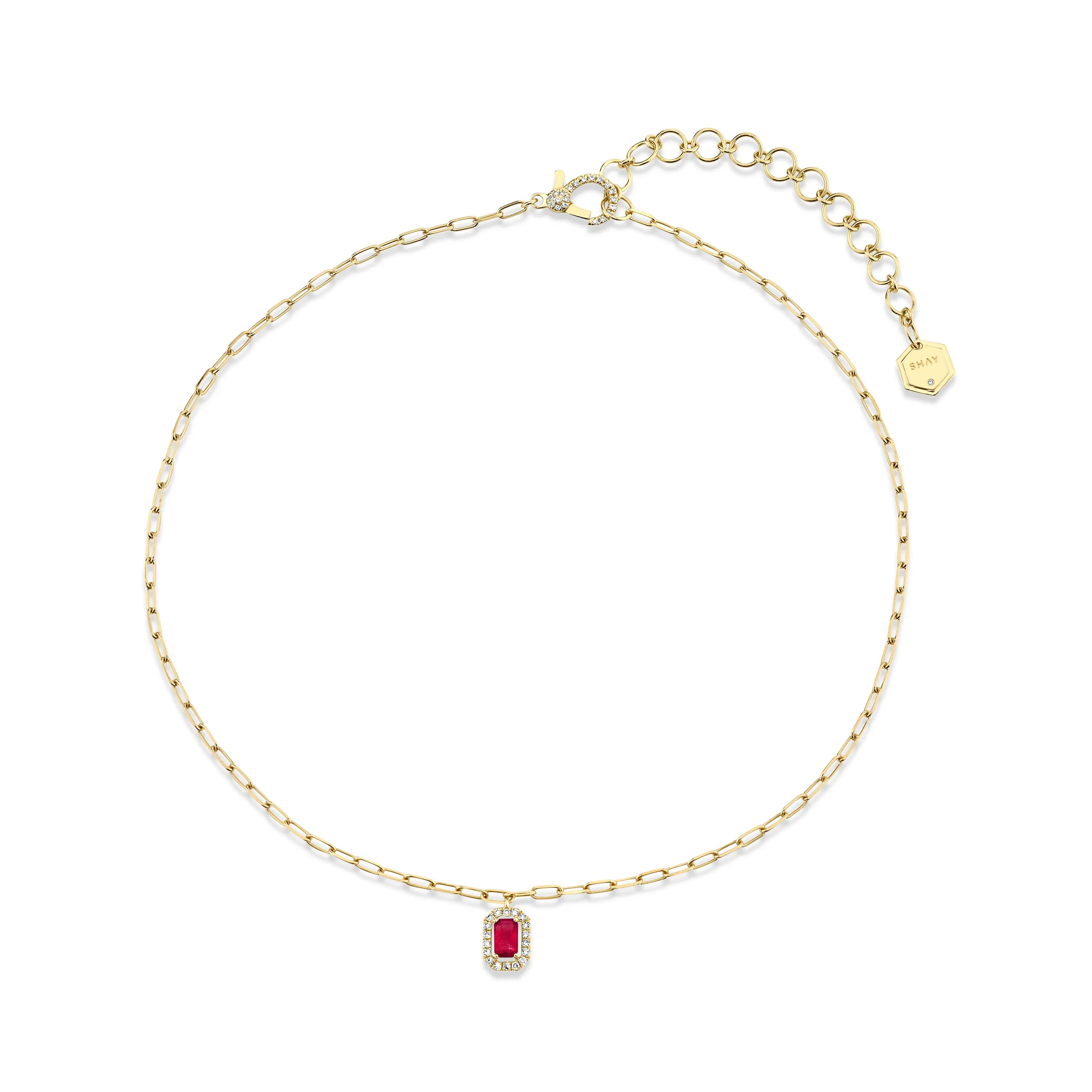 MINI ME DIAMOND & RUBY HALO DROP PENDANT
