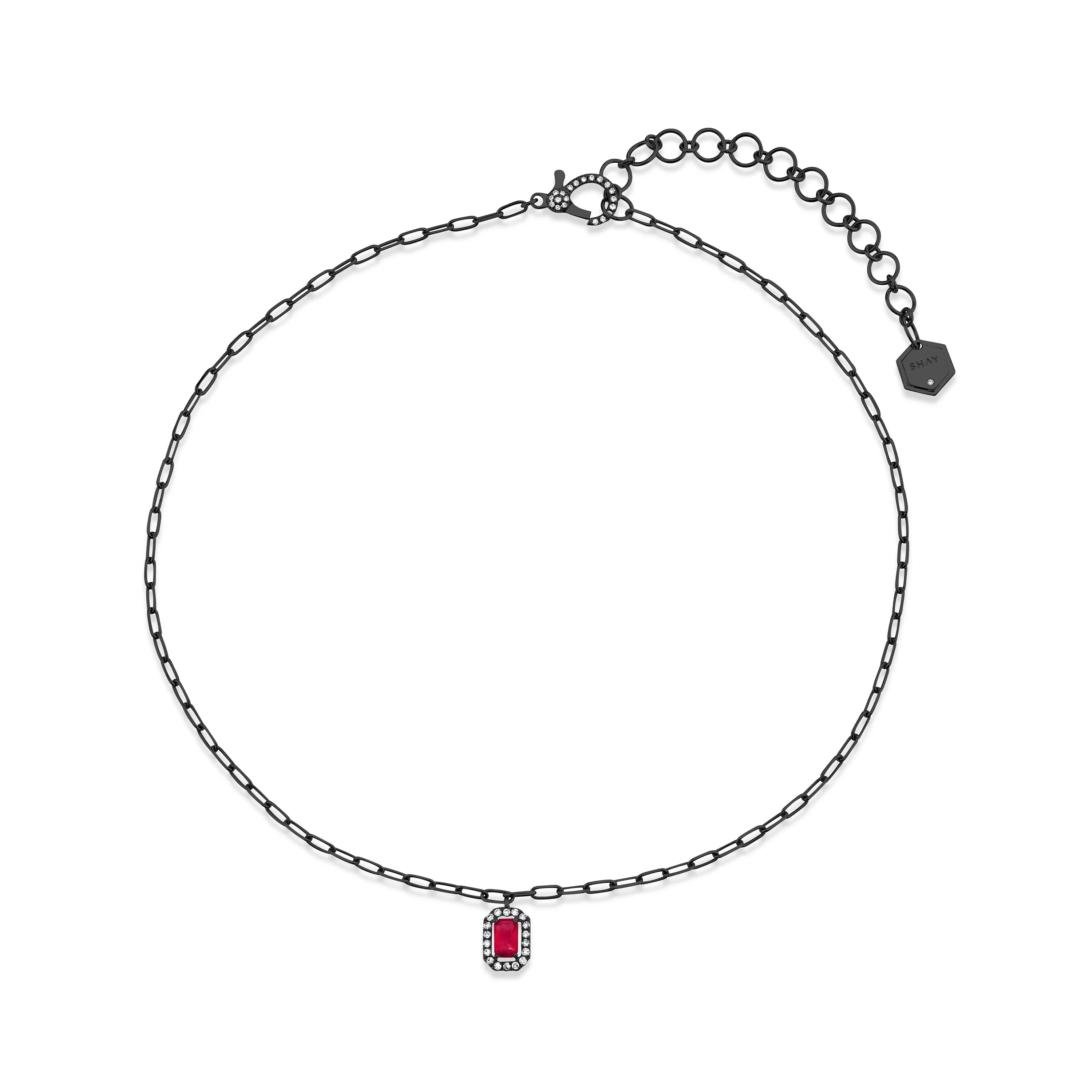 MINI ME DIAMOND & RUBY HALO DROP PENDANT