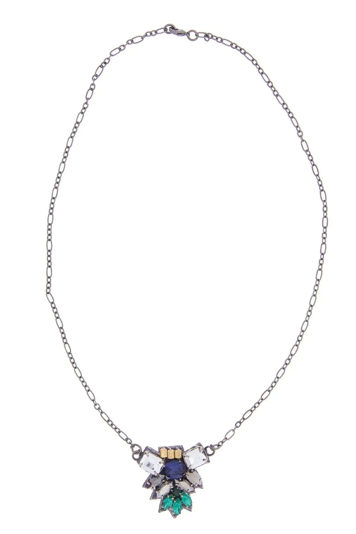 Modern Mosaic Crystal Pendant Necklace