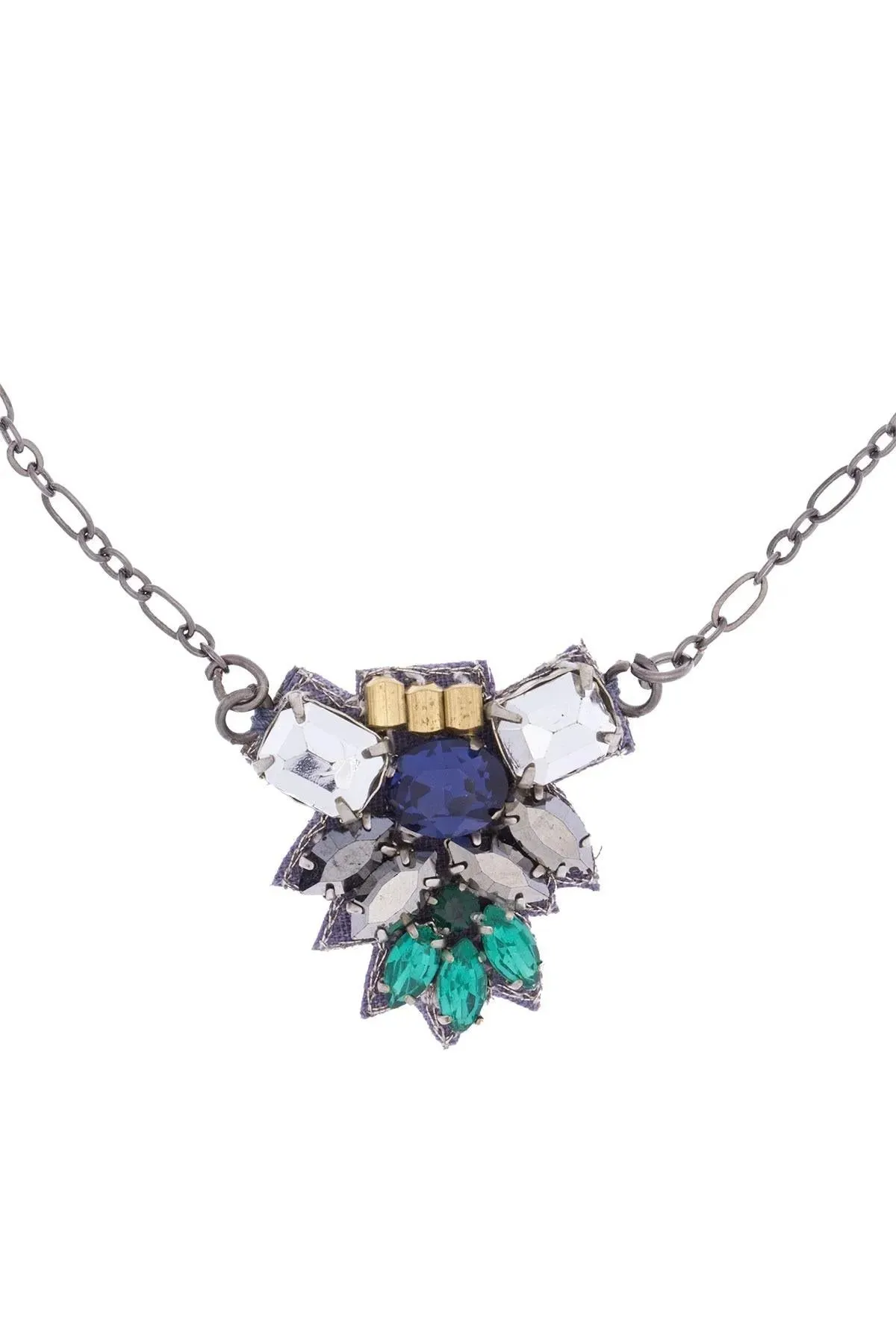 Modern Mosaic Crystal Pendant Necklace