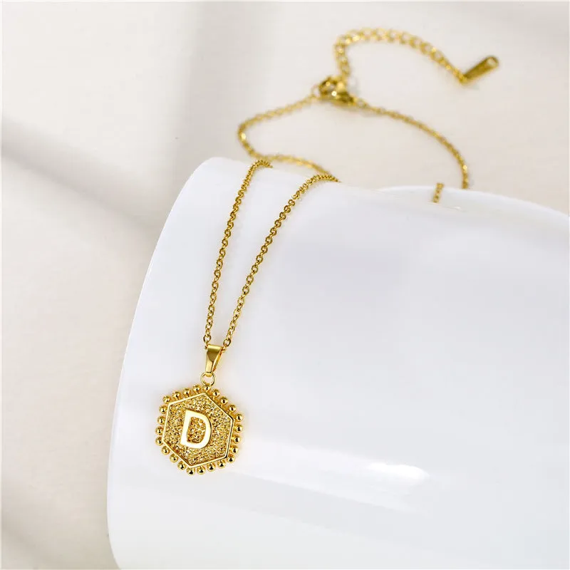 Natural Letter Text Number Stainless Steel Electroplating Necklaces