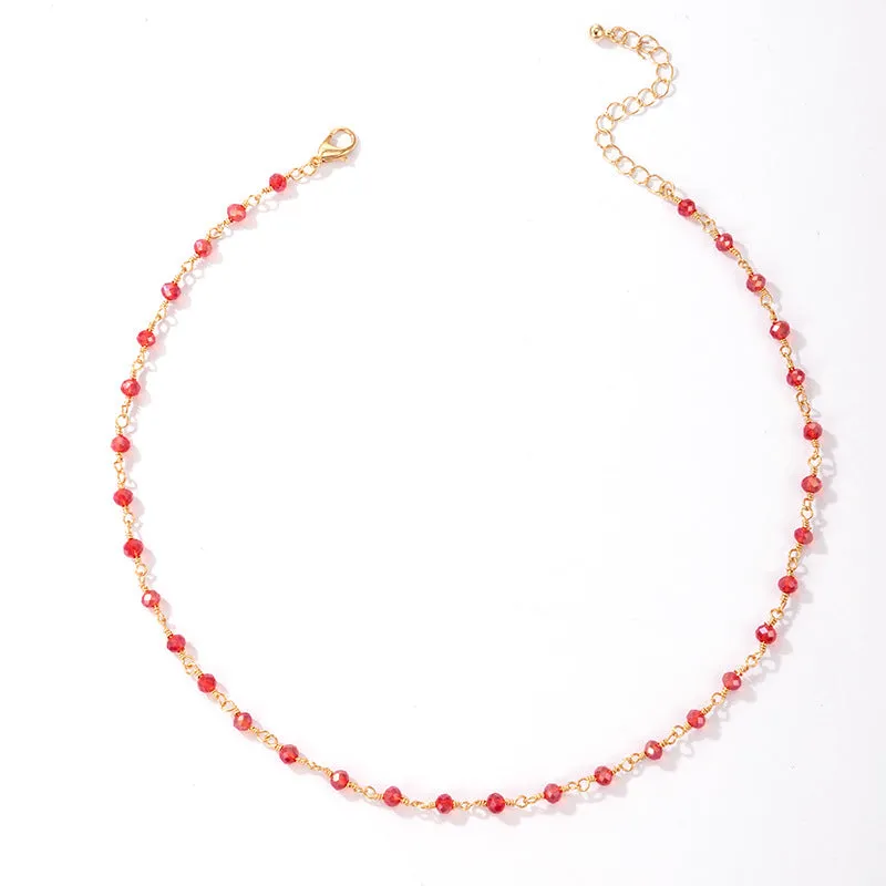 Necklace Bohemian Style Necklace Festive Red Simple Ins Single Layer Fashion Wear Matching Necklace