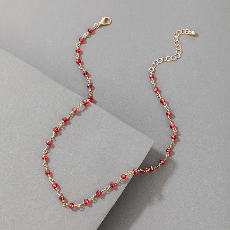 Necklace Bohemian Style Necklace Festive Red Simple Ins Single Layer Fashion Wear Matching Necklace