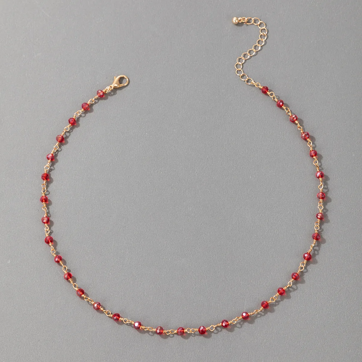 Necklace Bohemian Style Necklace Festive Red Simple Ins Single Layer Fashion Wear Matching Necklace